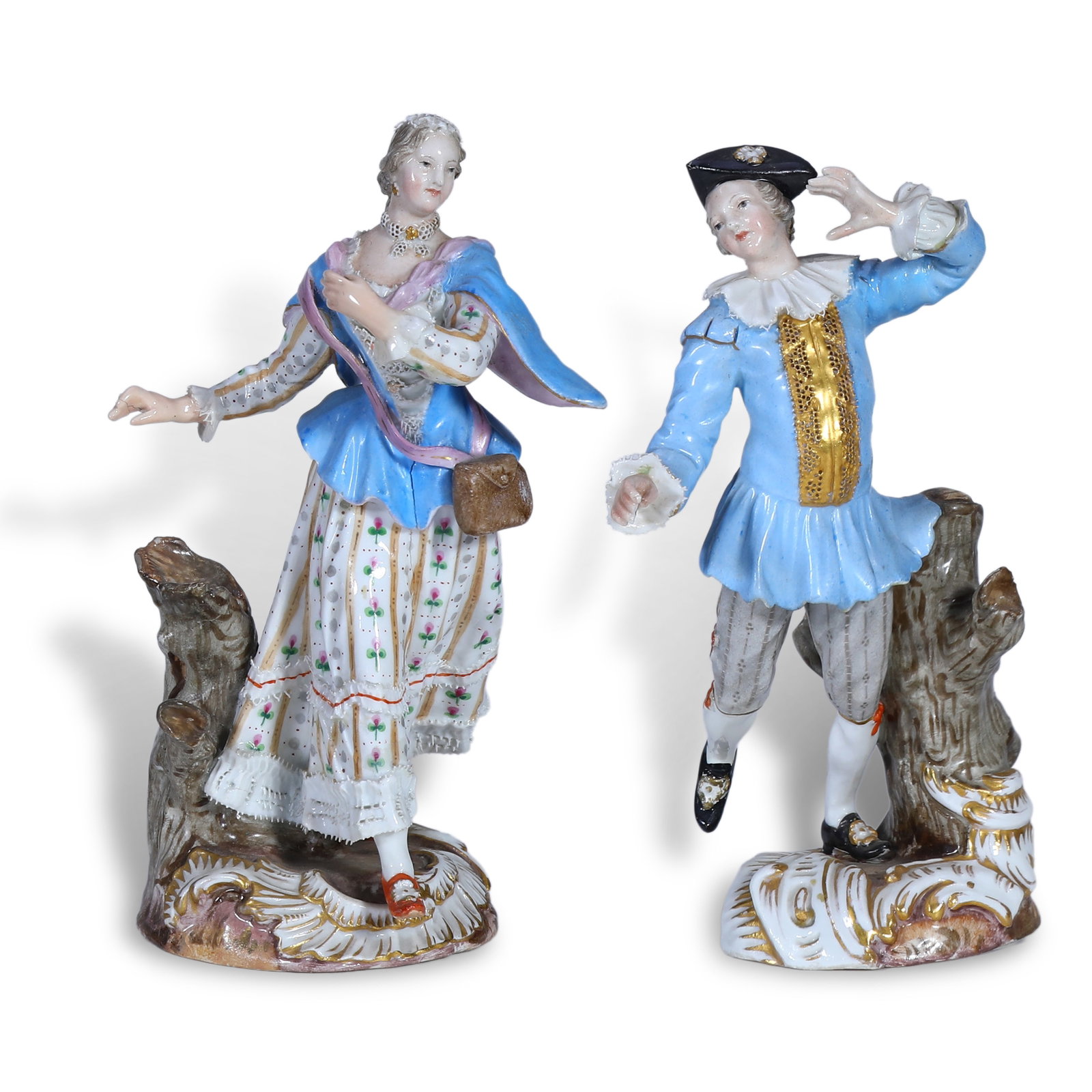 19th Century Pair of Meissen Porcelain Figurines Nobleman and Noblewoman (1 of 13)