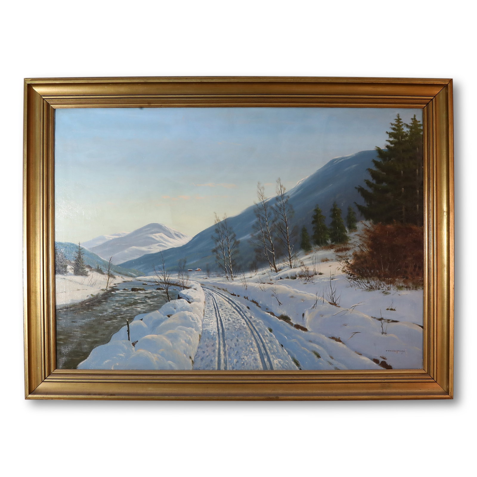 1940s-1950s, Oil Painting by Willy Dannerfjord (Denmark), Snow Scene (1 of 6)