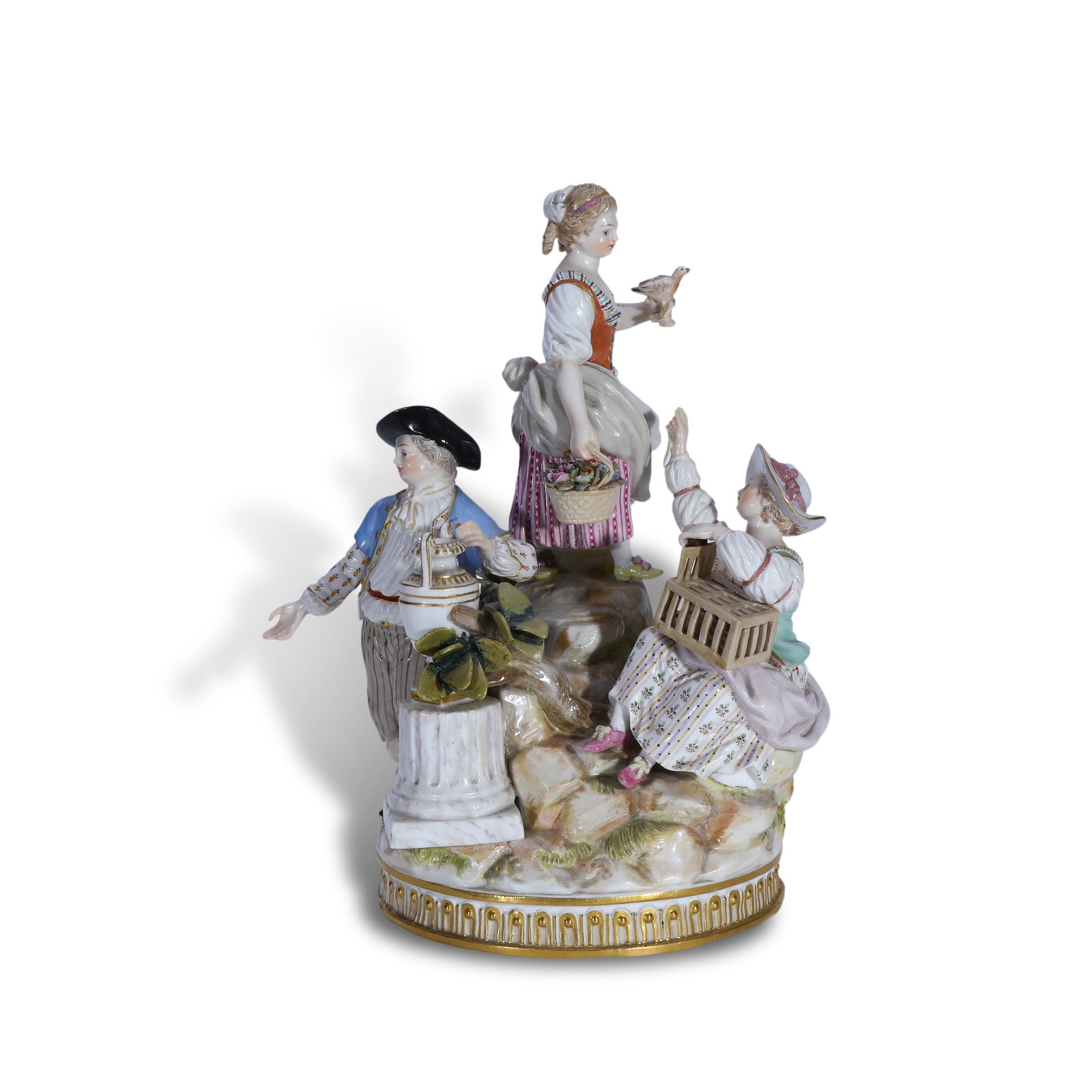 Late 19th Century Meissen Polychrome Porcelain Figurine of Noble Figure, after the 1778 model by (1 of 6)