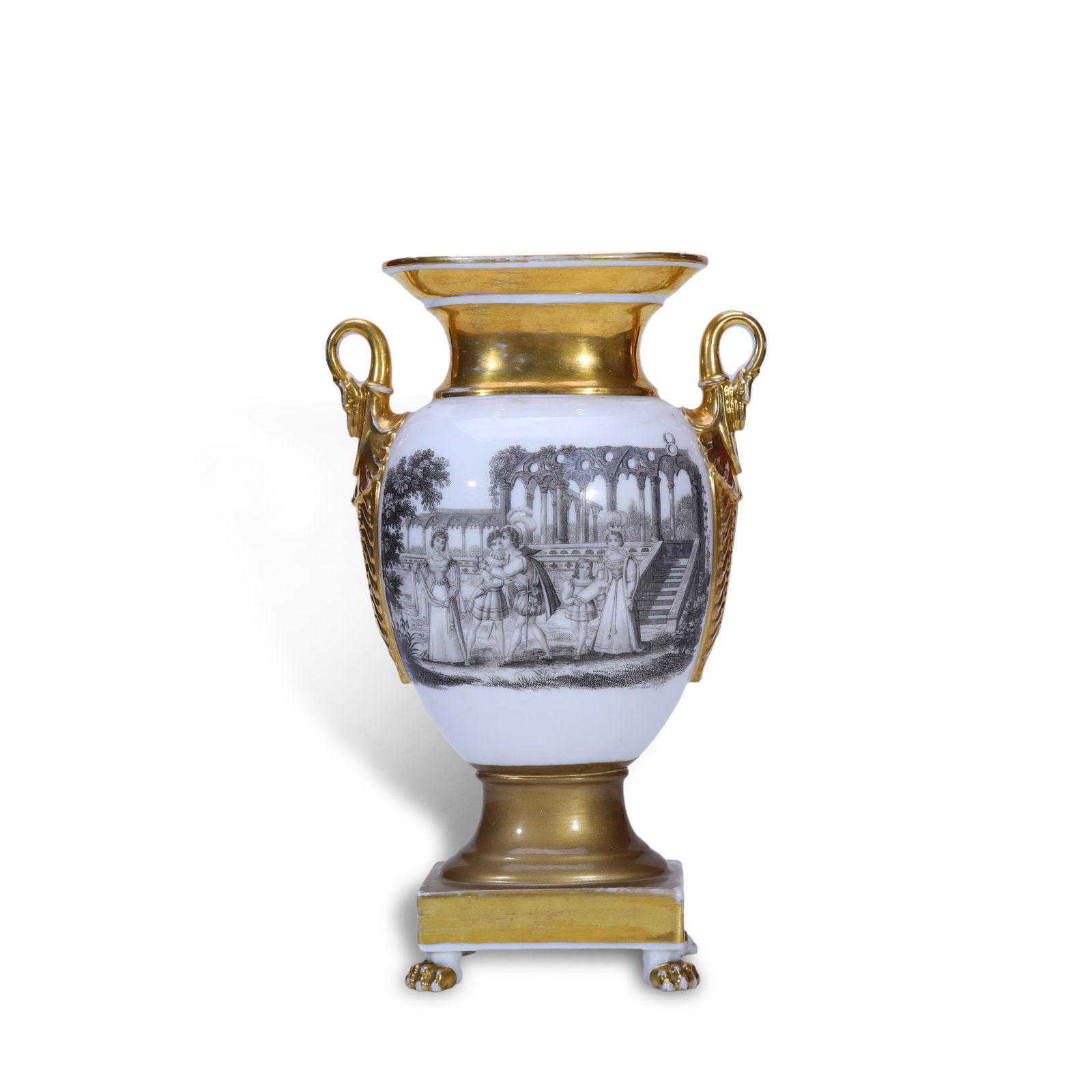 Late 19th Century German Biedermeier Enameled Porcelain Vase with Ink Decoration (1 of 5)