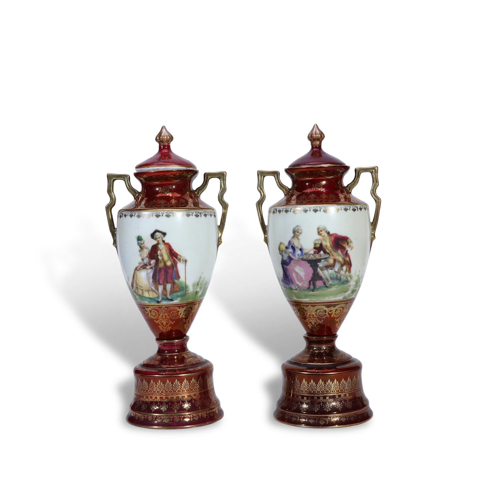 Late 19th Century Neoclassical Two-Handled Lidded Porcelain Vase: Name Late 19th Century Neoclassical Two-Handled Lidded Porcelain Vase Dimensions H:26cm Description Period: Late 19th CenturyStyle: Neoclassical StyleMaterial: Porcelain, Gilt GoldOrigin: An