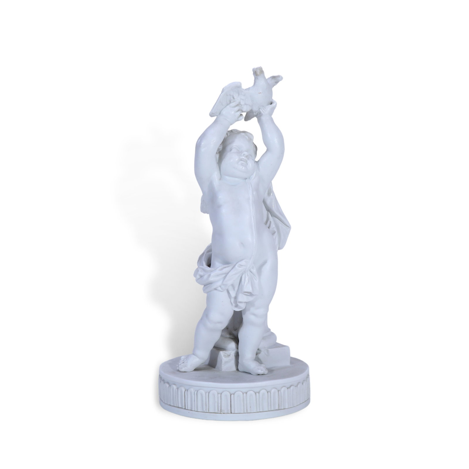 19th Century Meissen Unglazed White Porcelain Putto Figurine: Name 19th Century Meissen Unglazed White Porcelain Putto Figurine Dimensions H:20.5cm Description Period: 19th Century (refer to the porcelain hallmark on the base)Style: Neoclassical StyleM