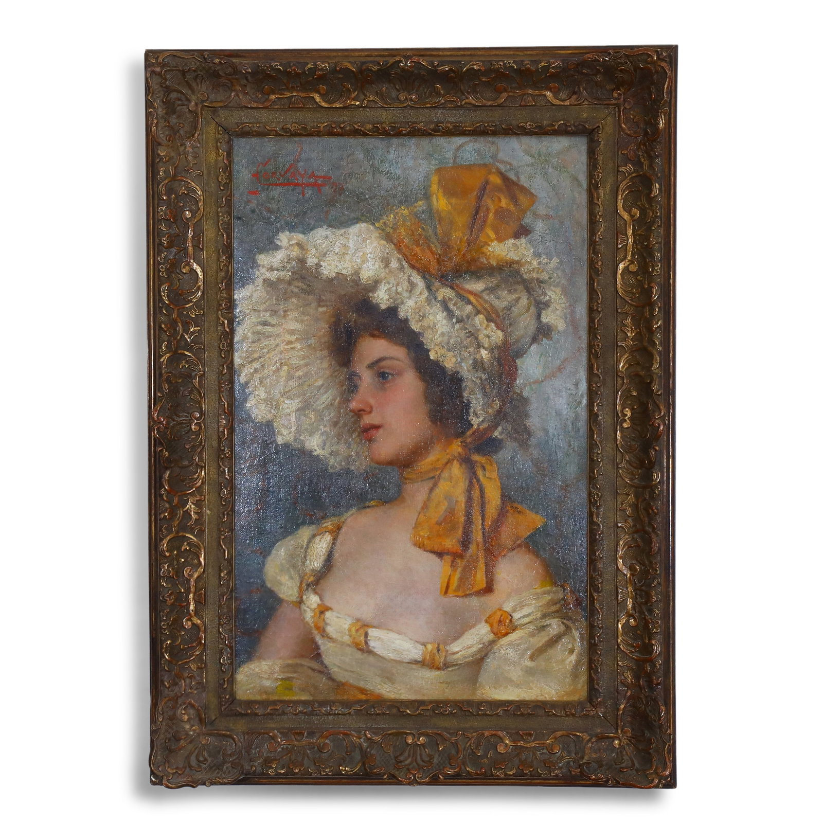 1897 Oil Portrait of a Noble Lady by Salvatore Corvaya (Italy, 1872-1962): Name 1897 Oil Portrait of a Noble Lady by Salvatore Corvaya (Italy, 1872-1962) Dimensions 88x62cm Description Year: 1897Category: Oil painting on canvas, mounted in an ornate 19th?century ca