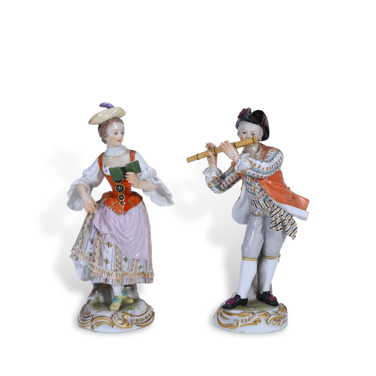 19th Century Pair of Meissen Rococo Porcelain Figurines of Musicians (1 of 7)