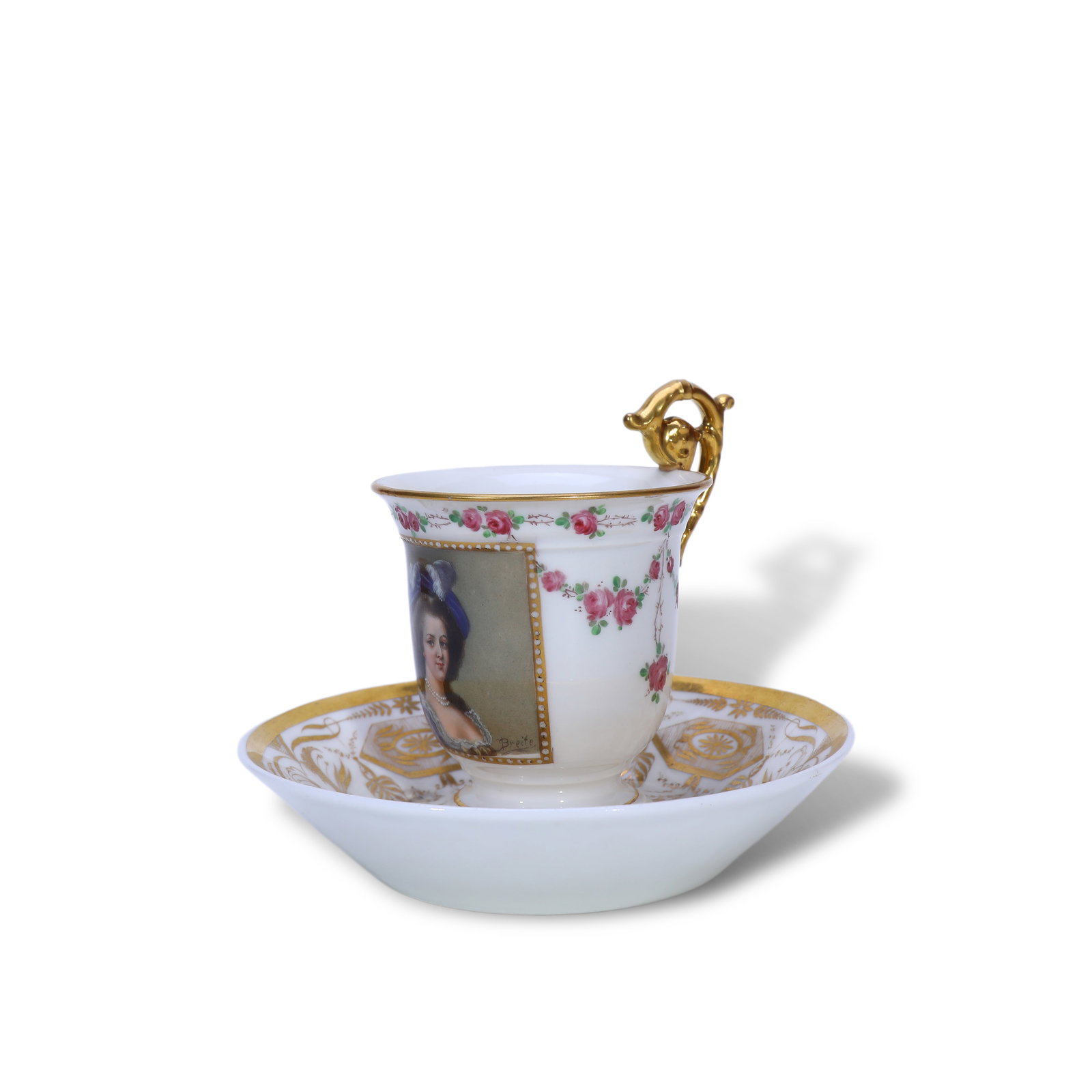 Early 20th Century French MR Porcelain Coffee Cup with Marie Antoinette Portrait (1 of 5)