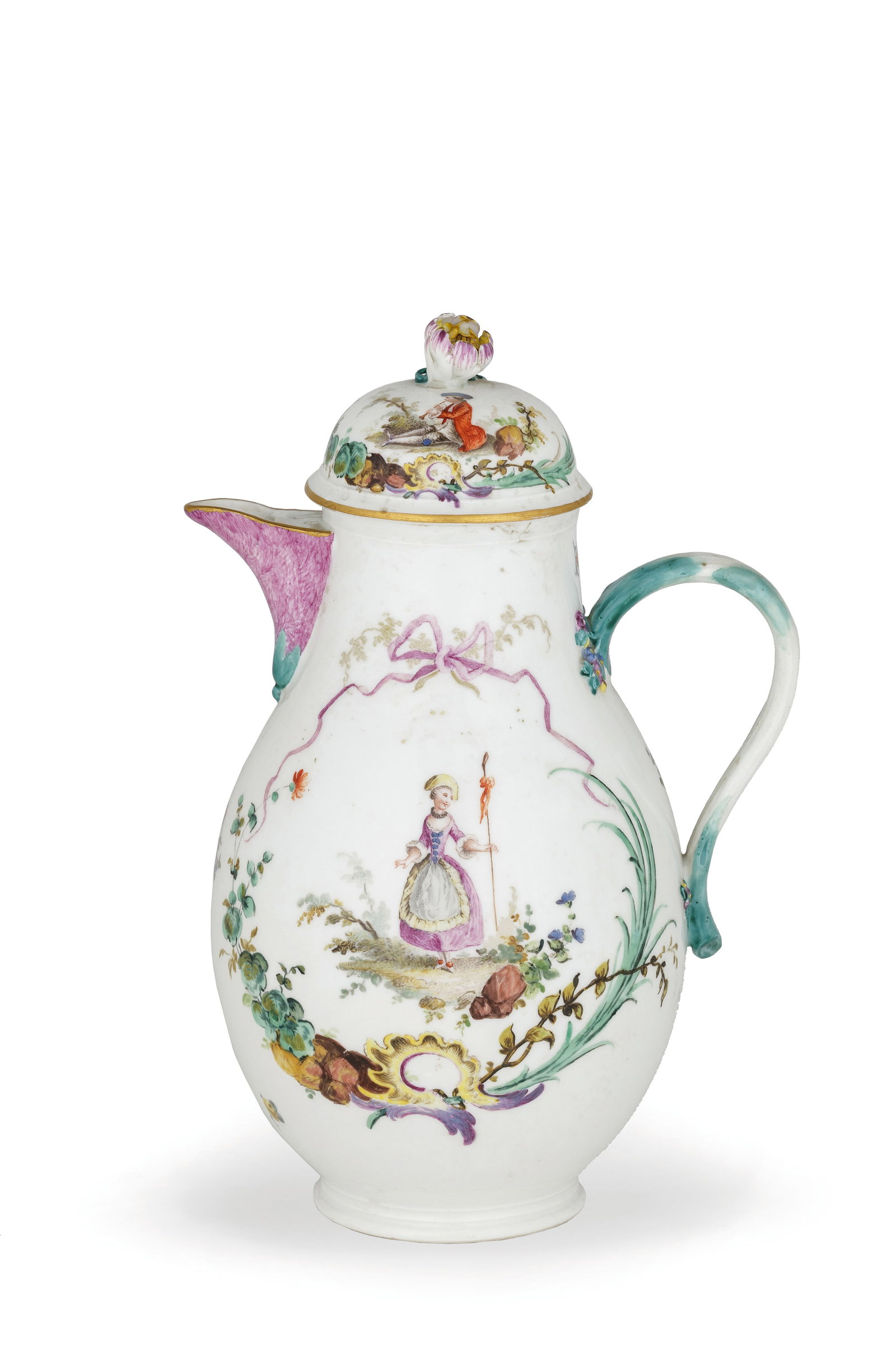 Period: 19th Century Style: Rococo Style Material: Porcelain, 24K Gilt Gold Origin: Royal Meissen (1 of 6)