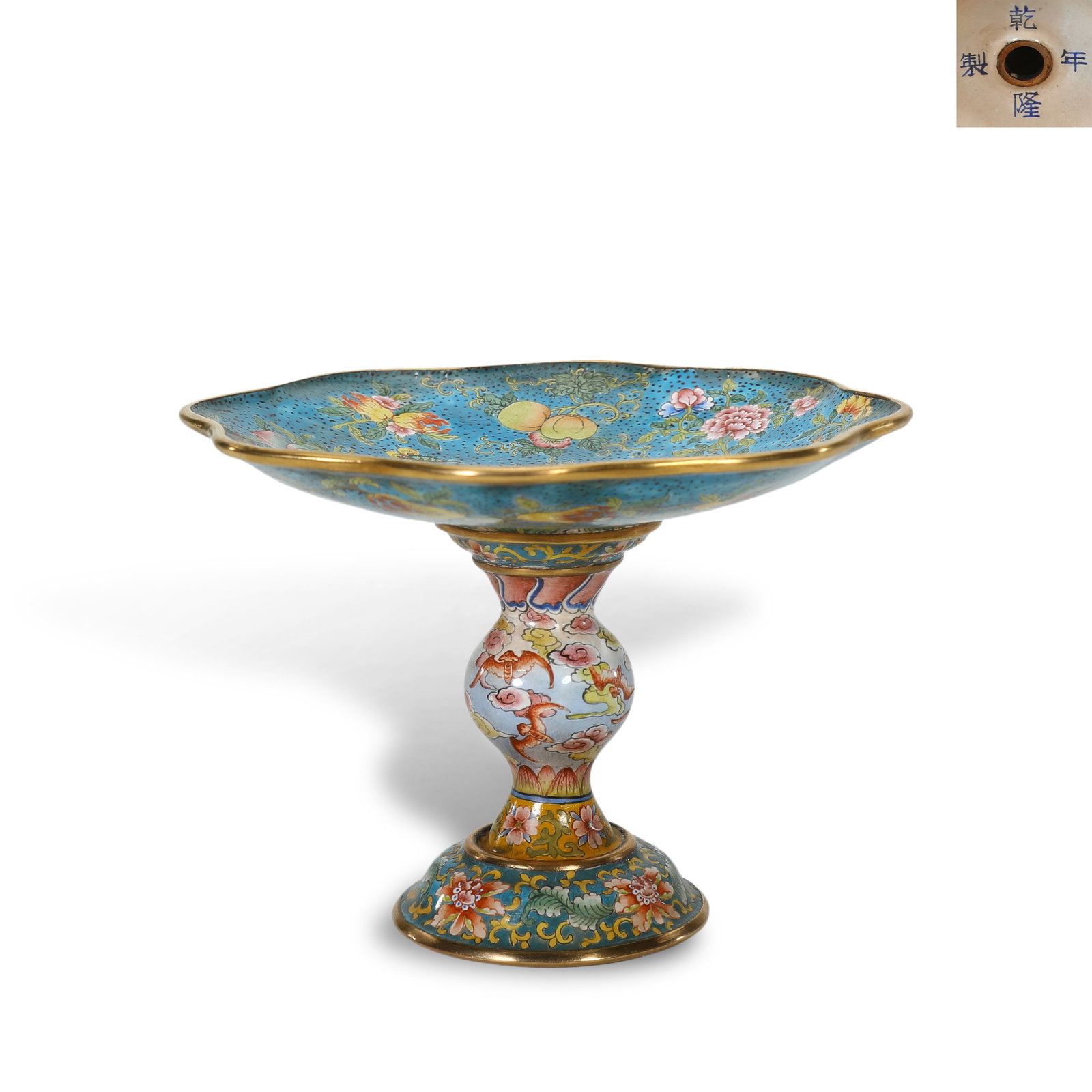 Qing Qianlong period, Enameled Bronze Stem Dish with Three Abundances (1 of 5)