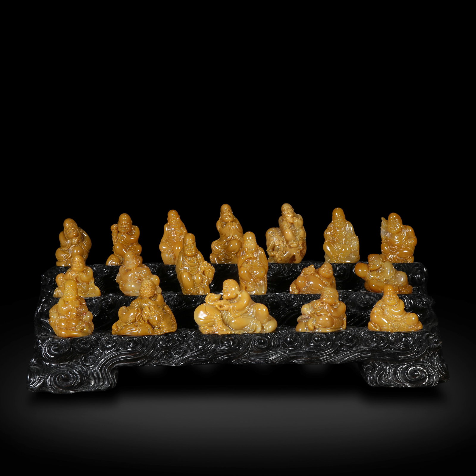 Qing Dynasty, Tianhuang Stone Carved Group of the Eighteen Arhats: Name Qing Dynasty, Tianhuang Stone Carved Group of the Eighteen Arhats Dimensions H:5.5cm W:3.4cmVarious Sizes Description