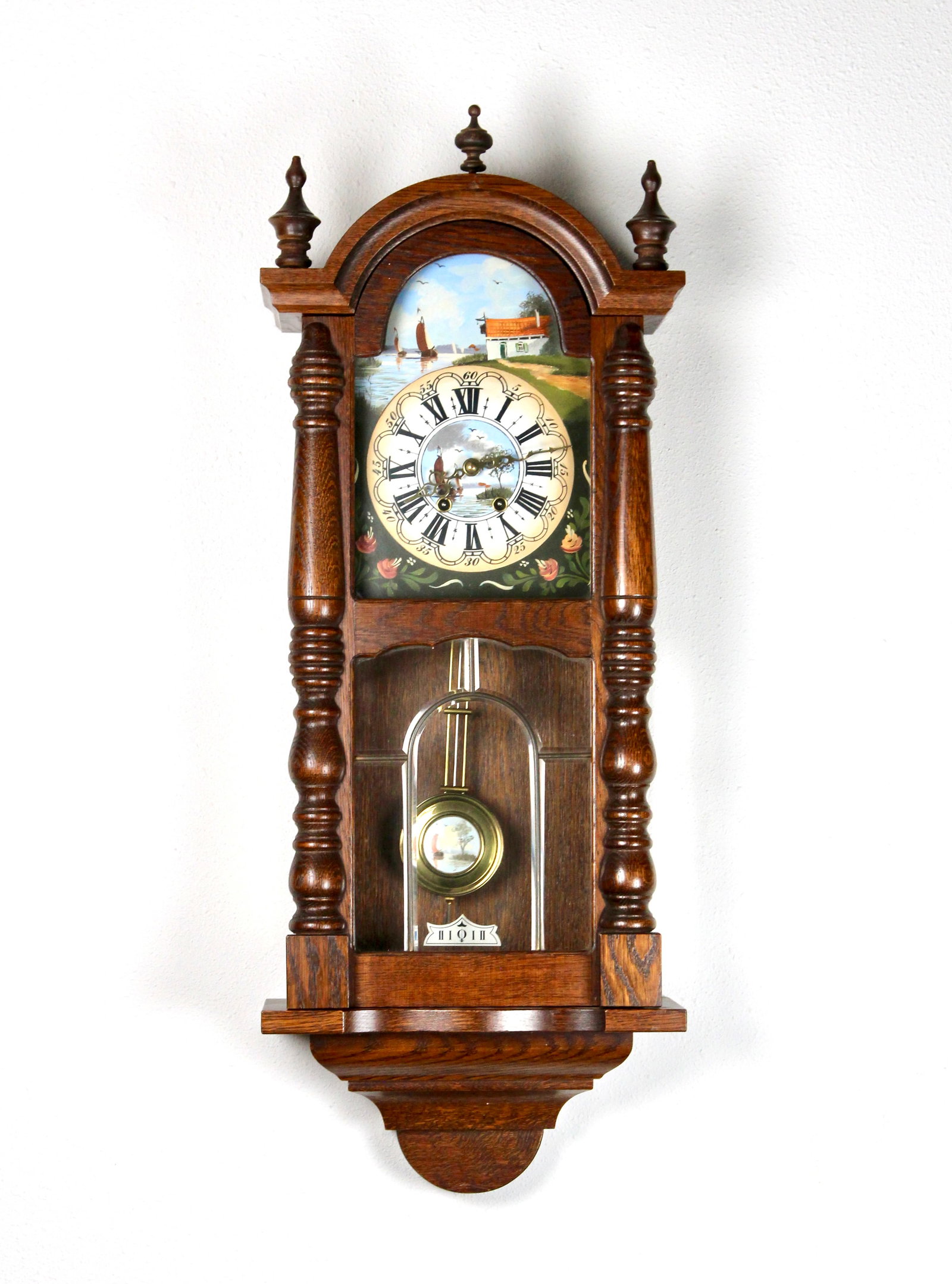 German Black Forest Style Antique Wall Clock with Moving Eyes (1 of 7)