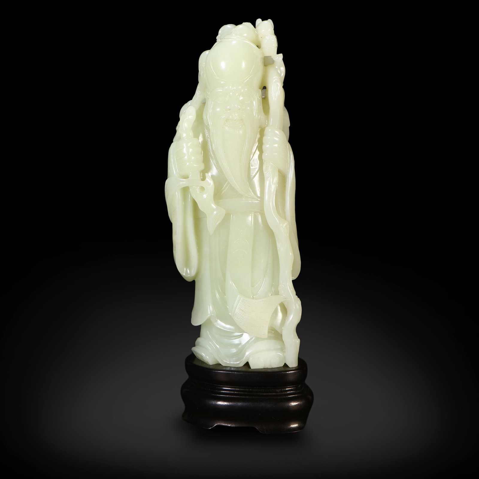 Qing Dynasty Hetian white jade ornament carved with boy and God of Longevity: Name Qing Dynasty Hetian white jade ornament carved with boy and God of Longevity Dimensions H:24.8cm W:7.8cm Description