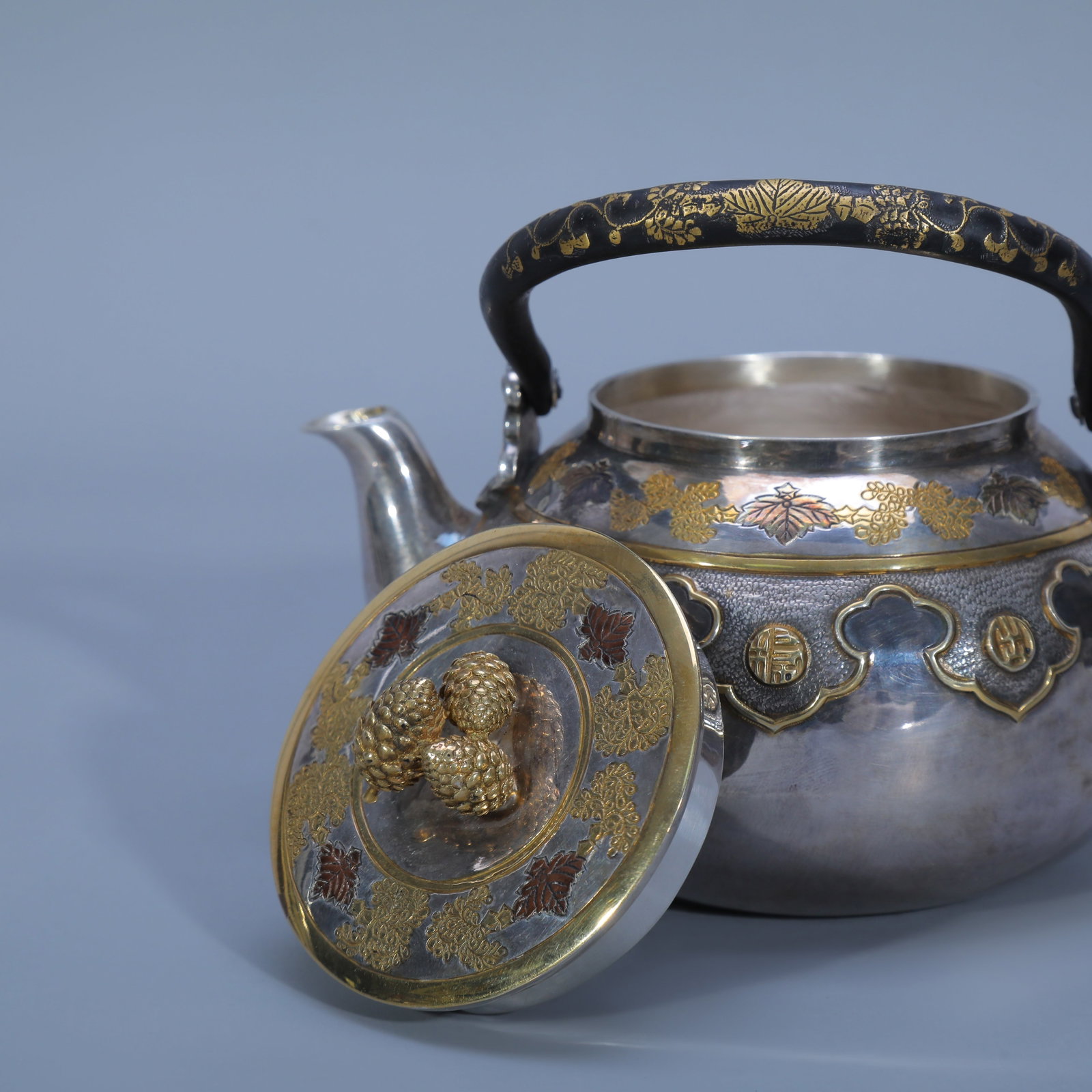 Gilt Silver Teapot with Floral Pattern - 4