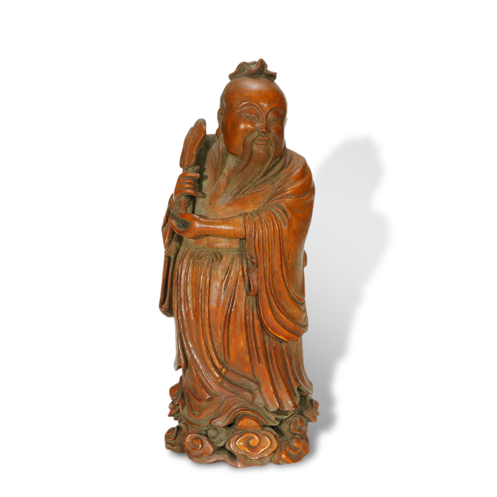 Qing Dynasty Bamboo carving of Han Zhongli: Name Qing Dynasty Bamboo carving of Han Zhongli Dimensions H:25.6cm W:10cm Description