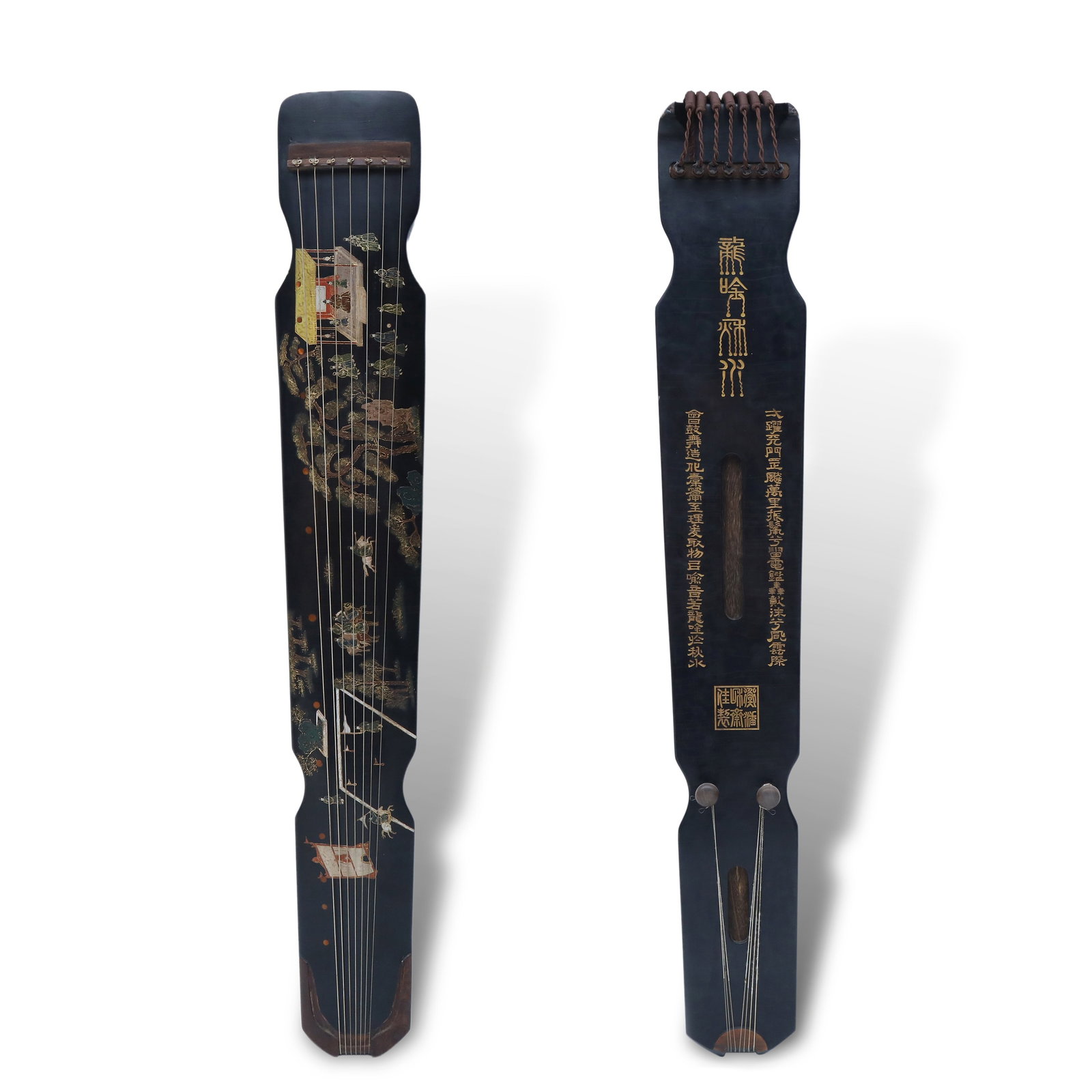 Ming Dynasty or Earlier, Polychrome Lacquered Ancient Qin: Name Ming Dynasty or Earlier, Polychrome Lacquered Ancient Qin Dimensions L:122cm W:18.5cm Description