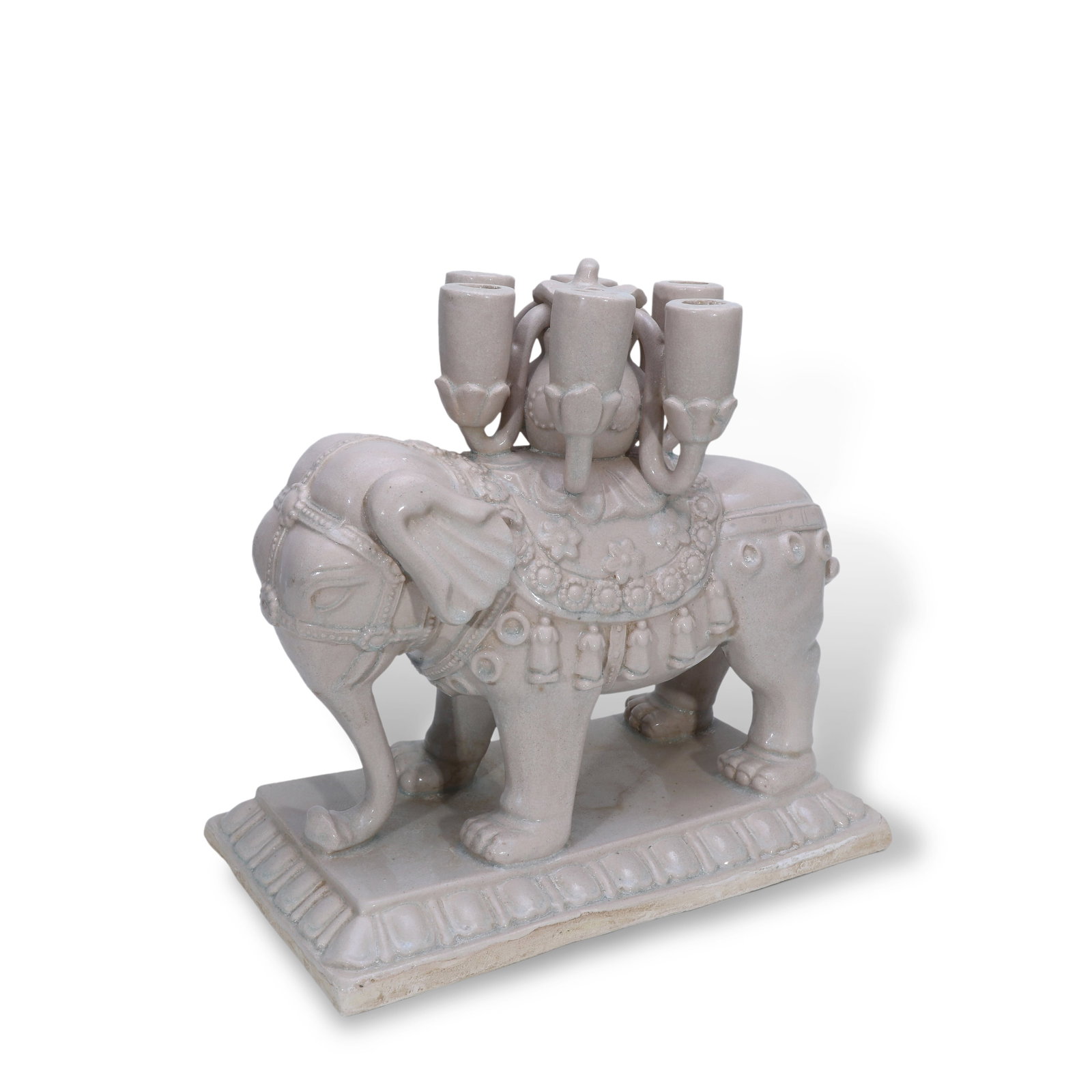 Sui Dynasty, White Glazed Elephant-Form Candlestick (1 of 5)