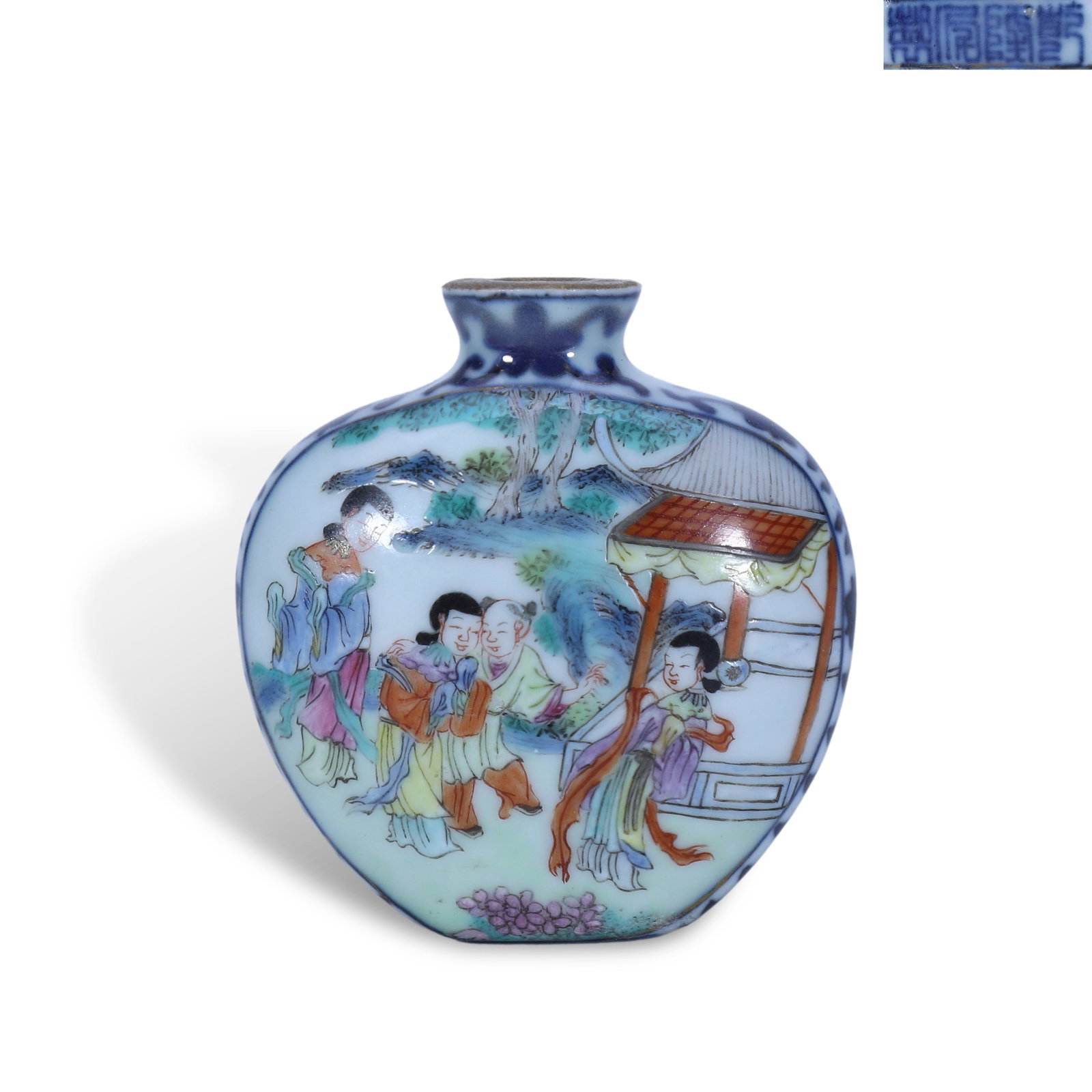 Qing Qianlong period, Famille Rose Snuff Bottle with Lady Panel: Name Qing Qianlong period, Famille Rose Snuff Bottle with Lady Panel Dimensions H:5.9cm W:5.6cm Description