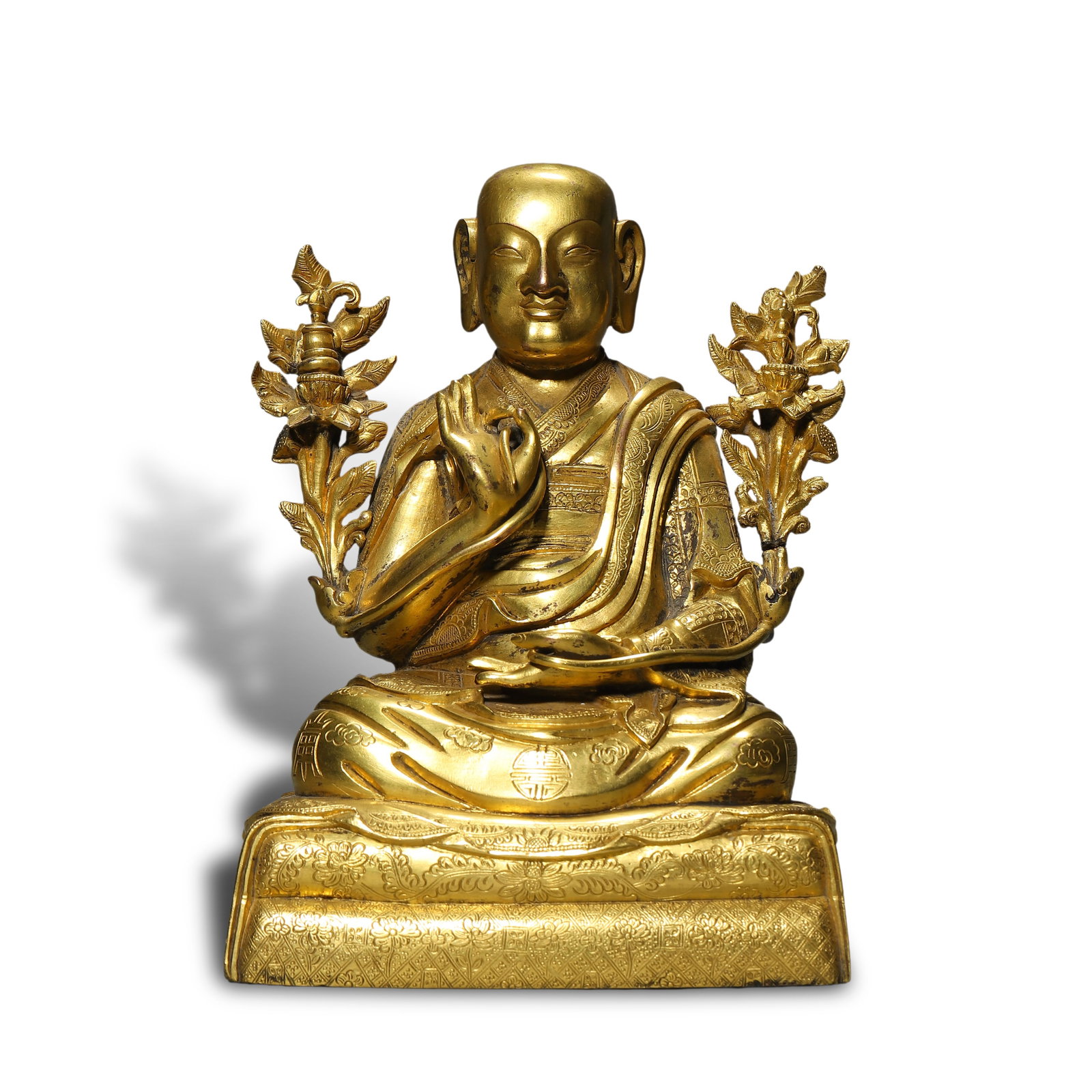 Qing Dynasty, Gilt Bronze Statue of Guru: Name Qing Dynasty, Gilt Bronze Statue of Guru Dimensions H:16cm Description