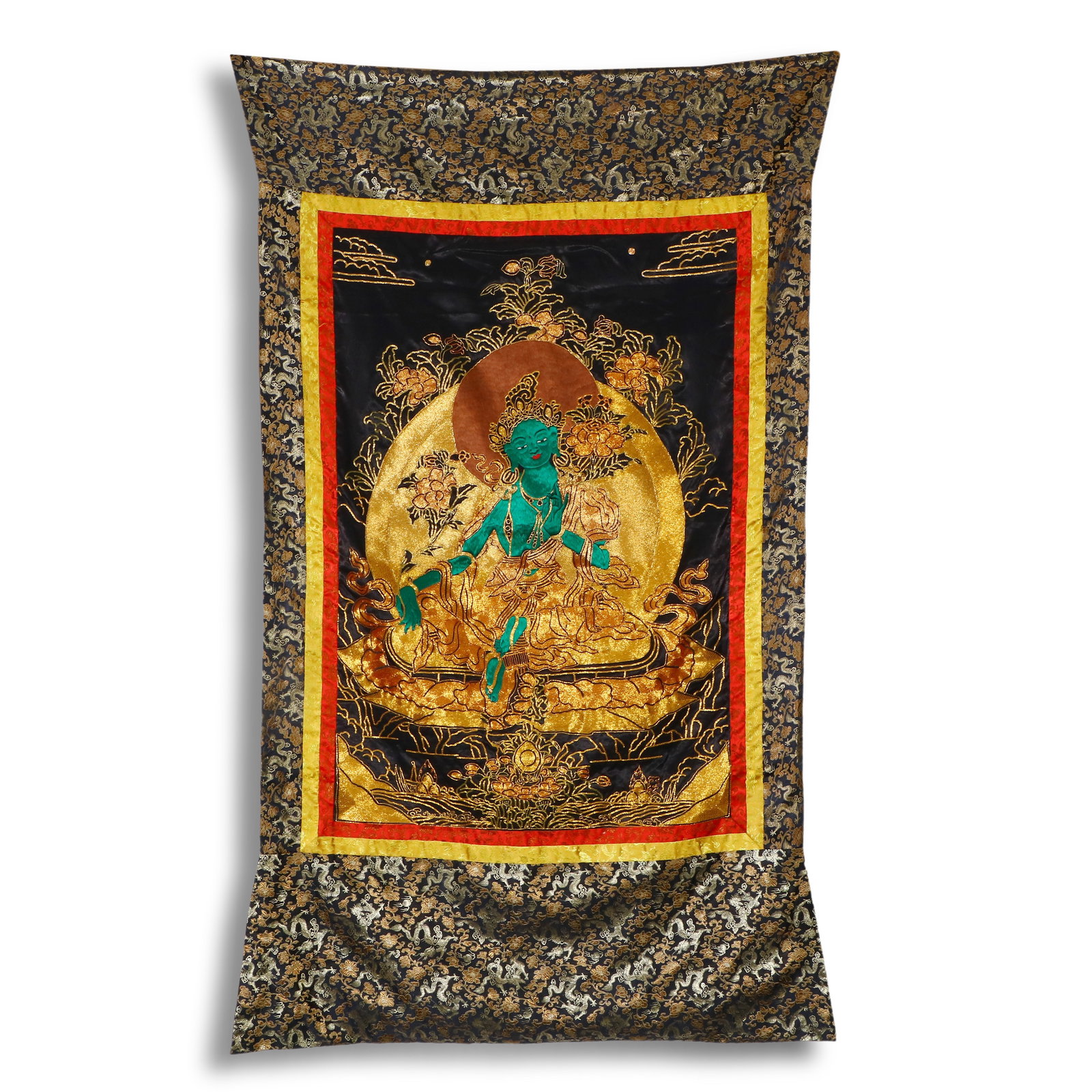 Qing Dynasty Embroidered Thangka of Green Tara (1 of 6)