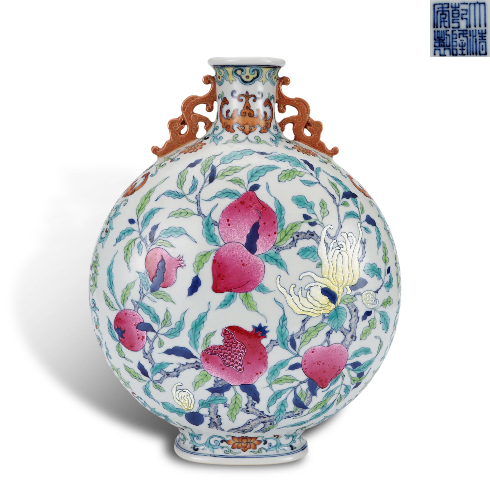 Qing Dynasty Qianlong Period,Doucai and Famille Rose Flask with Longevity, Blessing and Three: Name Qing Dynasty Qianlong Period,Doucai and Famille Rose Flask with Longevity, Blessing and Three Abundances Dimensions H:32.7cm W:25.3cm Description