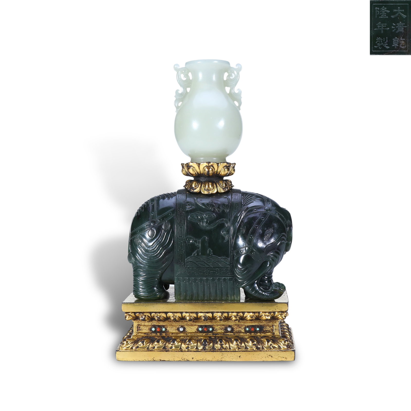 Qing Qianlong period, Hetian White & Green Jade Ornament of "Taiping Youxiang": Name Qing Qianlong period, Hetian White & Green Jade Ornament of "Taiping Youxiang" Dimensions H:21.8cm W:12.8cm Description