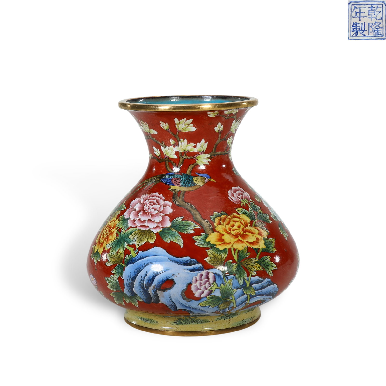 Qing Qianlong period, Enameled Bronze Zun Vase with Flower & Bird (1 of 4)