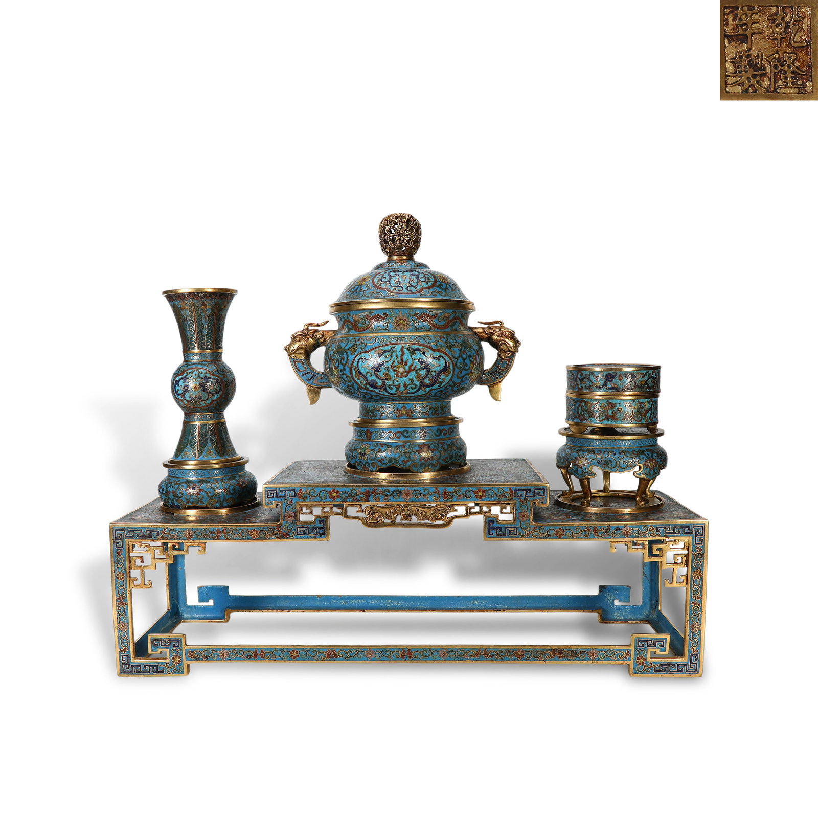 Qing Qianlong period, Cloisonn?? Enamel Three-Piece Scholar's Set (1 of 14)