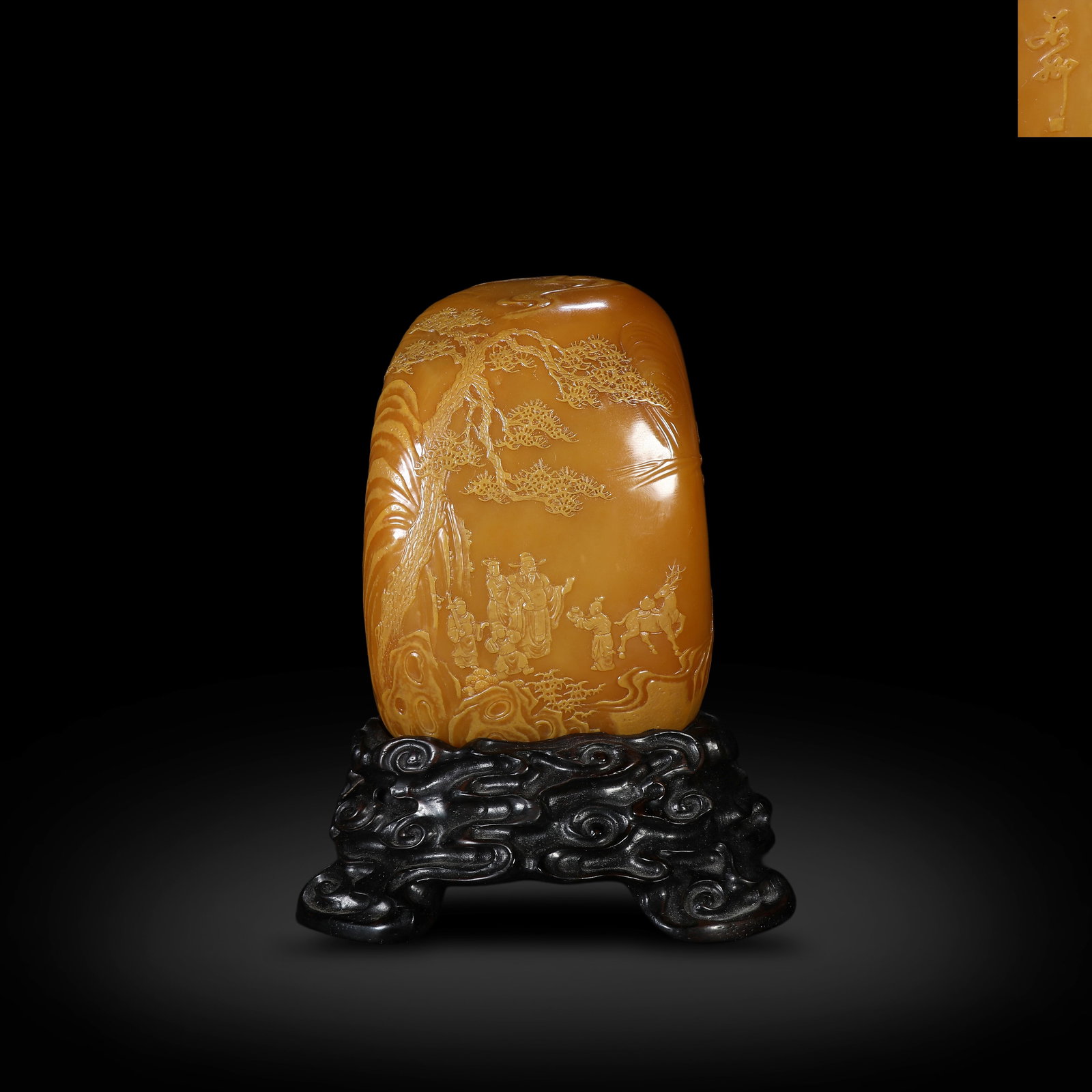 Tianhuang Stone Mountain Ornament with Carved Landscape & Figures by Shiqing (1 of 5)