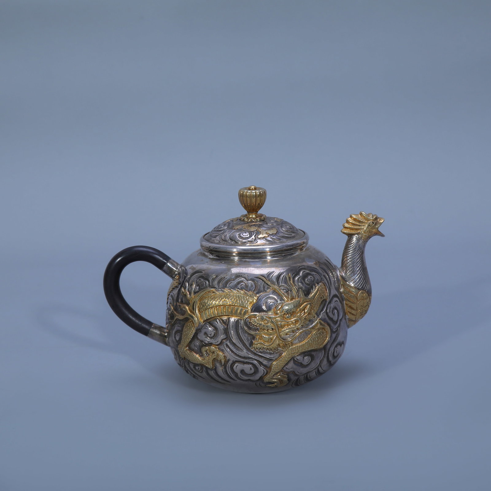 Gilt Solid Silver Teapot with Auspicious Beast - 4