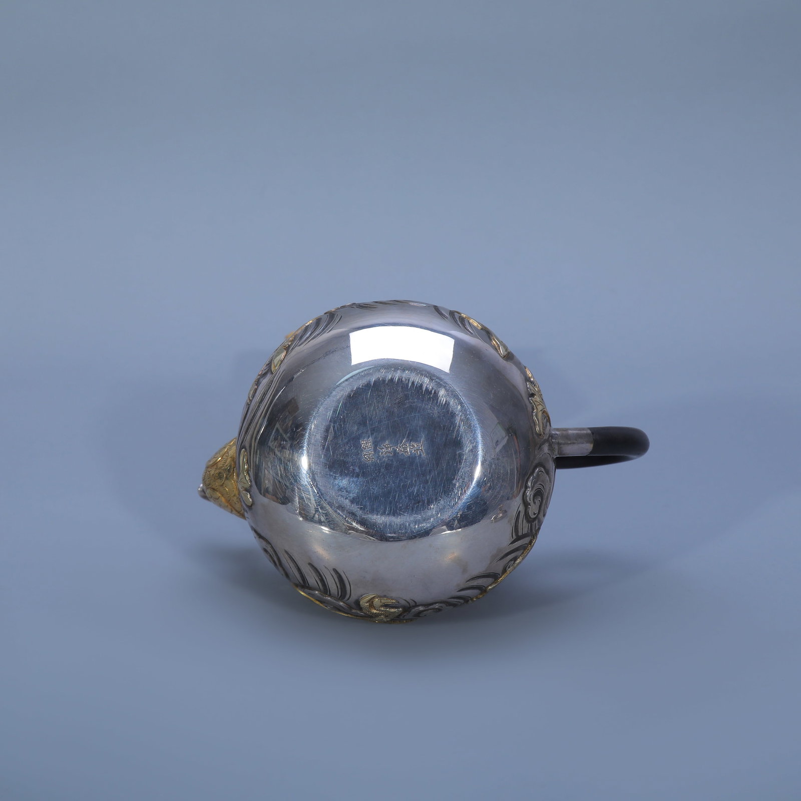 Gilt Solid Silver Teapot with Auspicious Beast - 5