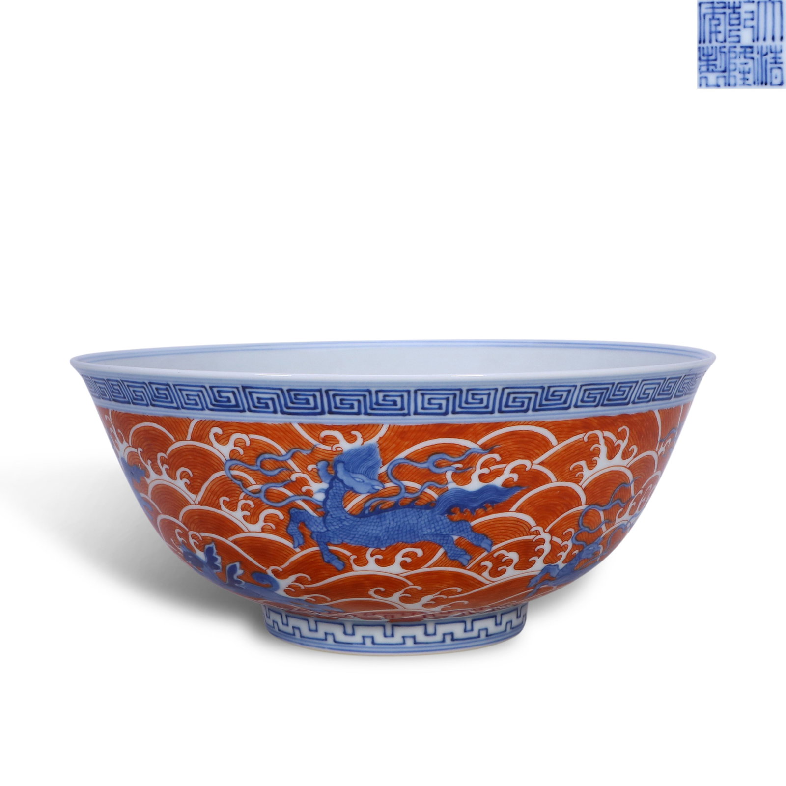 Qing Dynasty Qianlong Period,Blue and White Iron-Red Bowl with Eight Immortals of the Sea: Name Qing Dynasty Qianlong Period,Blue and White Iron-Red Bowl with Eight Immortals of the Sea Dimensions H:9.5cm D:22cm Description
