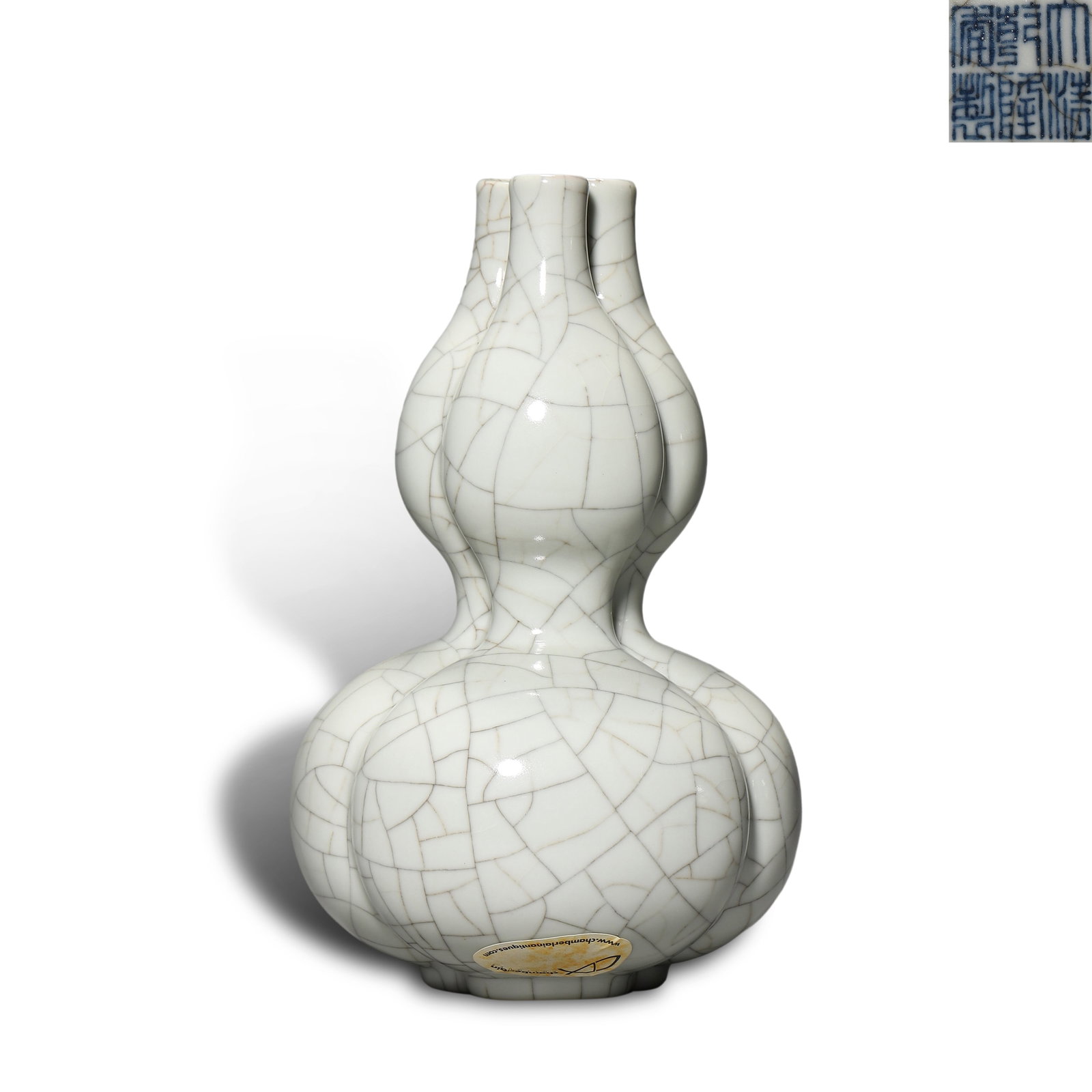 Qianlong Period Qing Dynasty, Guan-type Glaze Three-hole Gourd Vase (1 of 6)