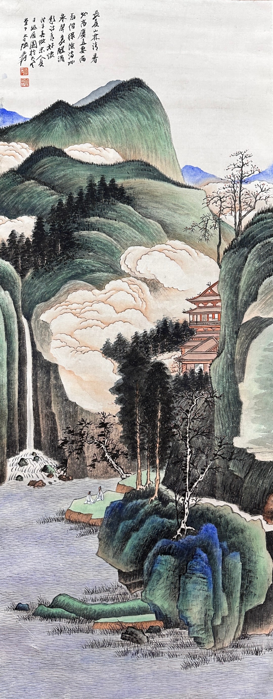 Zhang Daqian Landscape Vertical Scroll: Name Zhang Daqian Landscape Vertical Scroll Dimensions 40x101cm Description