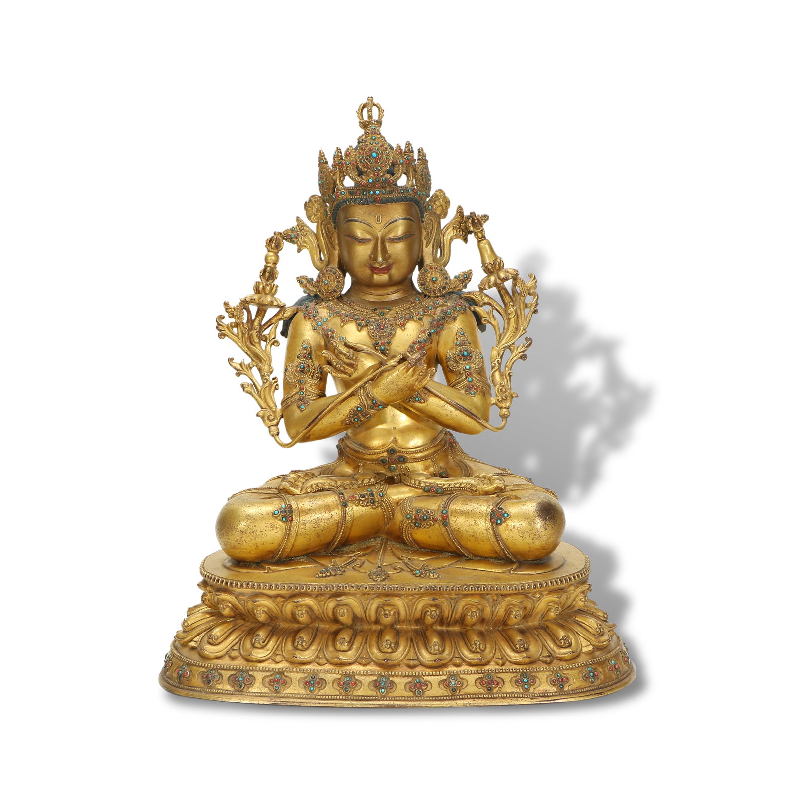 Ming Dynasty Gilt-bronze statue of Vajradhara: Name Ming Dynasty Gilt-bronze statue of Vajradhara Dimensions H:40cm W:32cm Description
