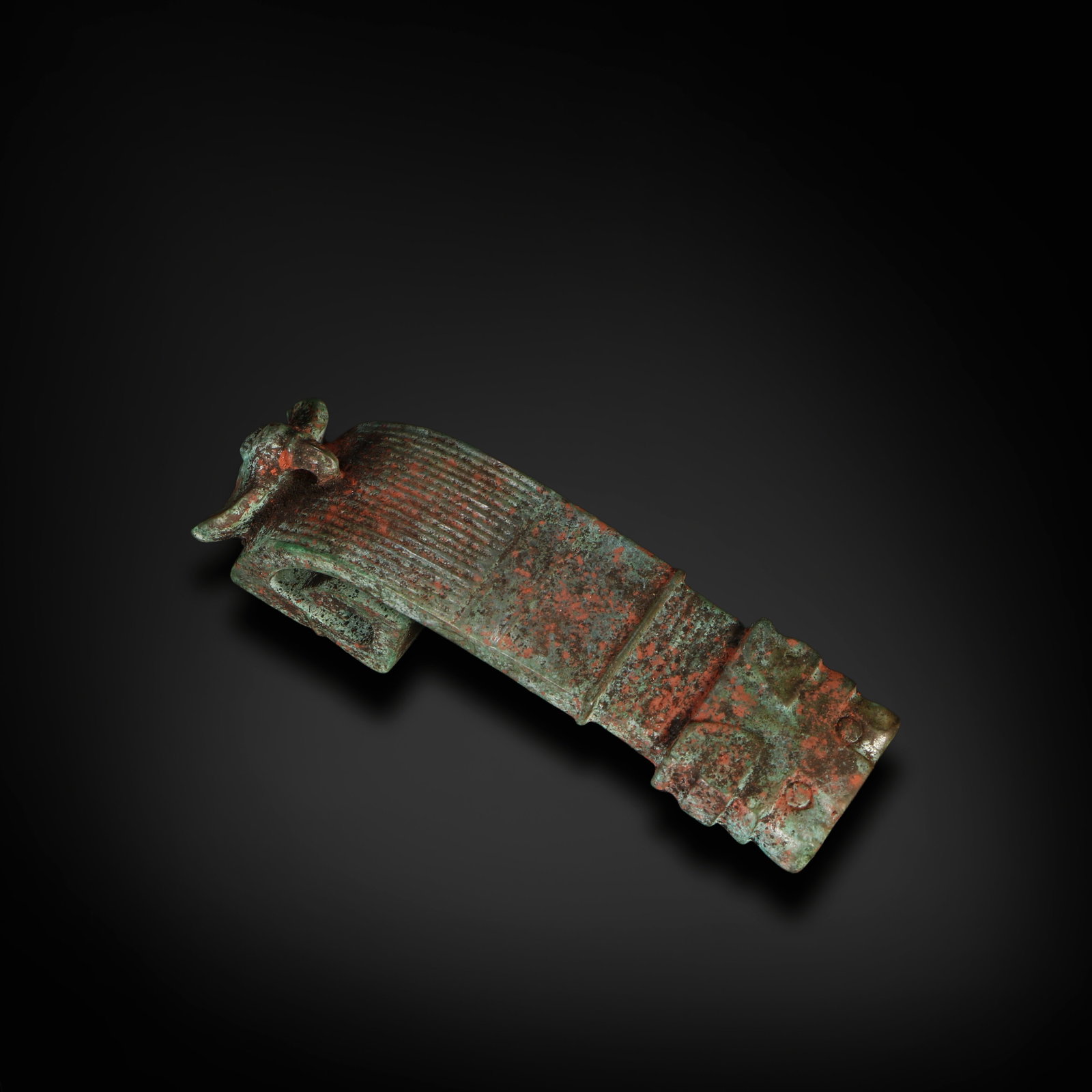 Shang Dynasty, Jade Headdress with Beast Mask Pattern: Name Shang Dynasty, Jade Headdress with Beast Mask Pattern Dimensions L:9.5cm W:2.5cm Description