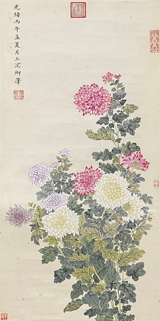 Empress Dowager Cixi Flower Vertical Scroll, Qing Dynasty (1 of 10)
