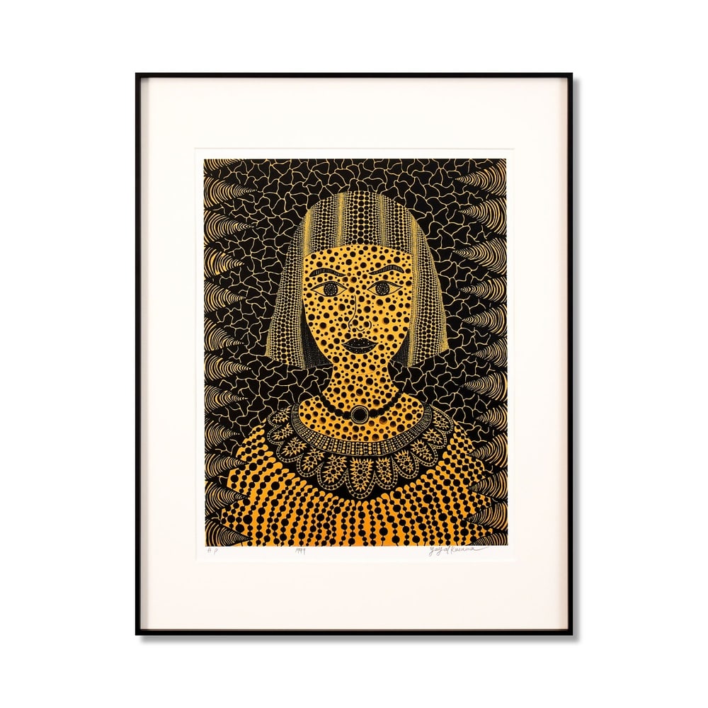 YAYOI KUSAMA (B.1929), SILKSCREEN PRINT: Signed (lower right) Image Dimensions: 18 7/8 x 14 3/8 in (48 x 36.5 cm) Framed Dimensions: 25 3/4 x 19 7/8 in (65.5 x 50.5 cm) Yayoi Kusama (b. 1929) stands as one of the most iconic and influential