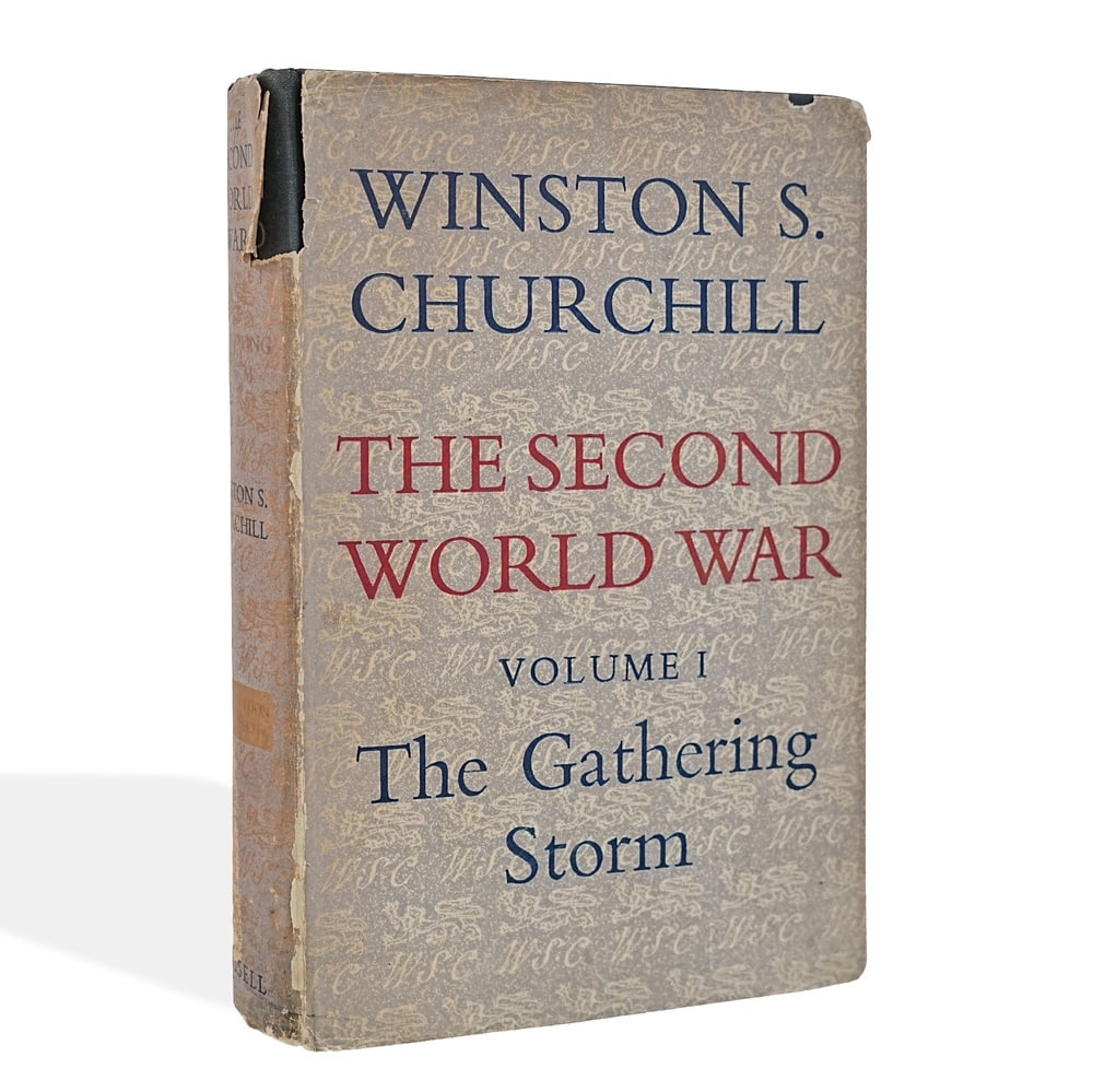 WINSTON S. CHURCHILL, SIGNED THE GATHERING STORM: 8 5/8 x 5 7/8 in (21.8 x 14.8 cm) Provenance and Authentication: This collectible has undergone a rigorous forensic evaluation. The signatures were carefully analyzed across multiple criteria, includi