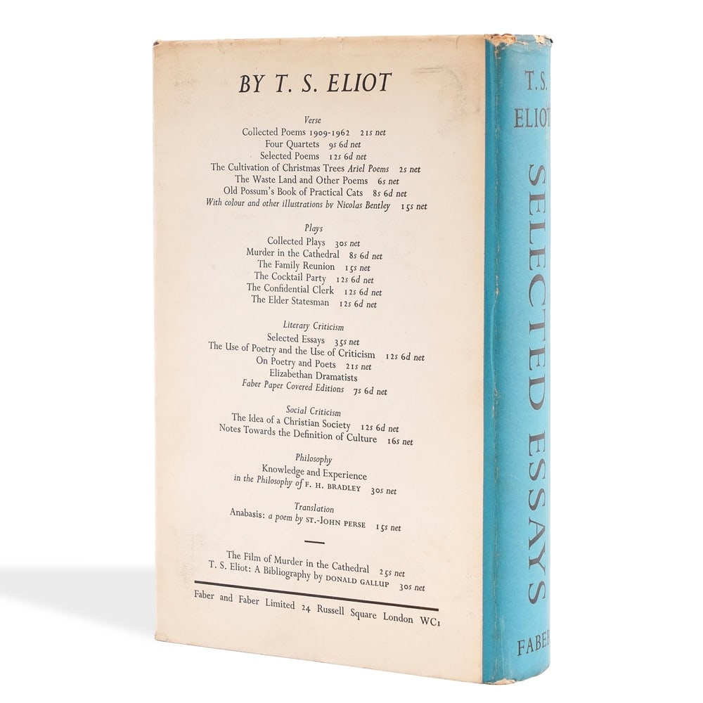 T. S. ELIOT, SIGNED SELECTED ESSAYS - 2