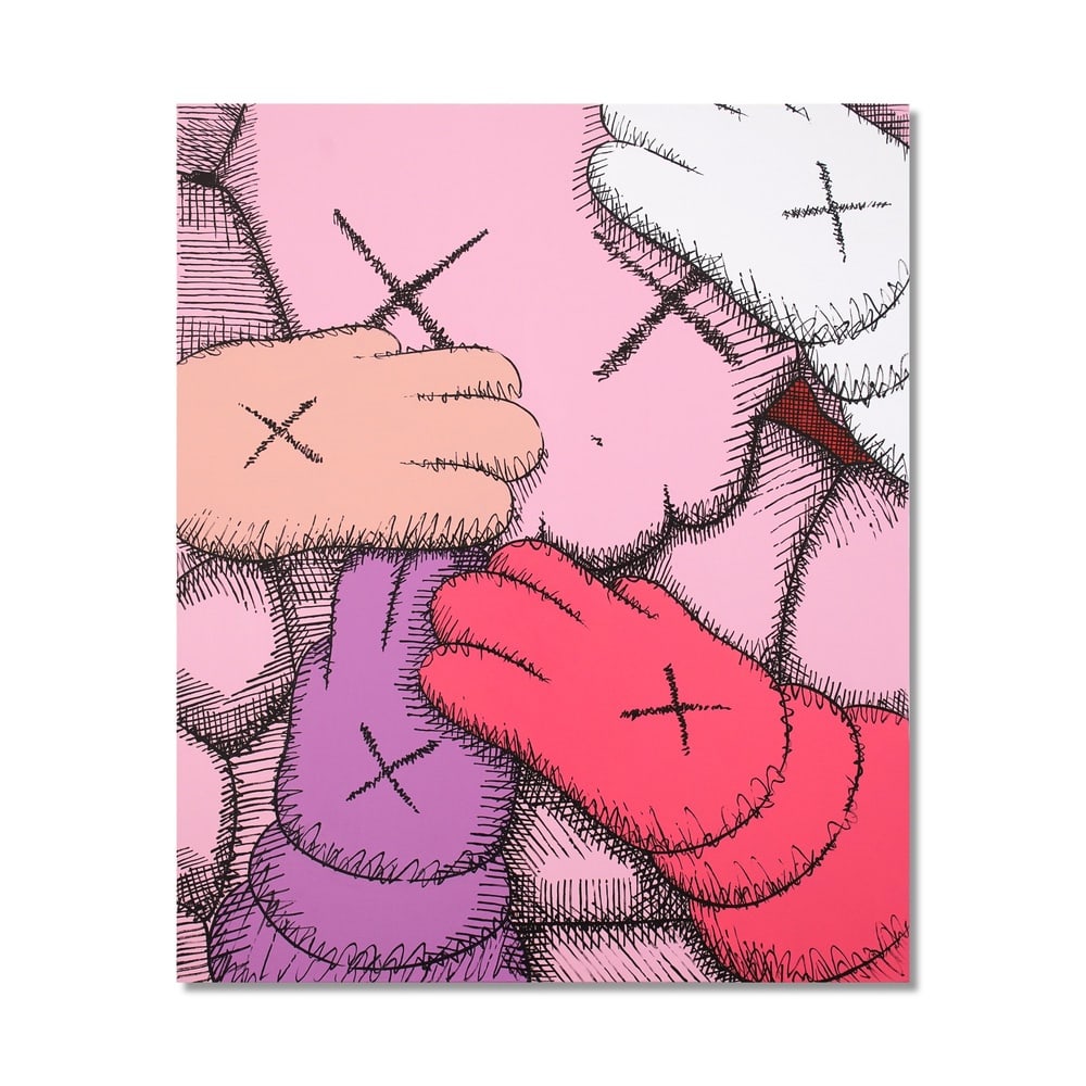 KAWS (B.1974), ATTRIBUTED TO, ACRYLIC ON CANVAS: Signed (verso) Image Dimensions: 35 7/8 x 29 7/8 in (91 x 76 cm) This painting comes with COA. The artwork titled Untitled, created in 2020, represents a mature stage in KAWS's exploration of graphic