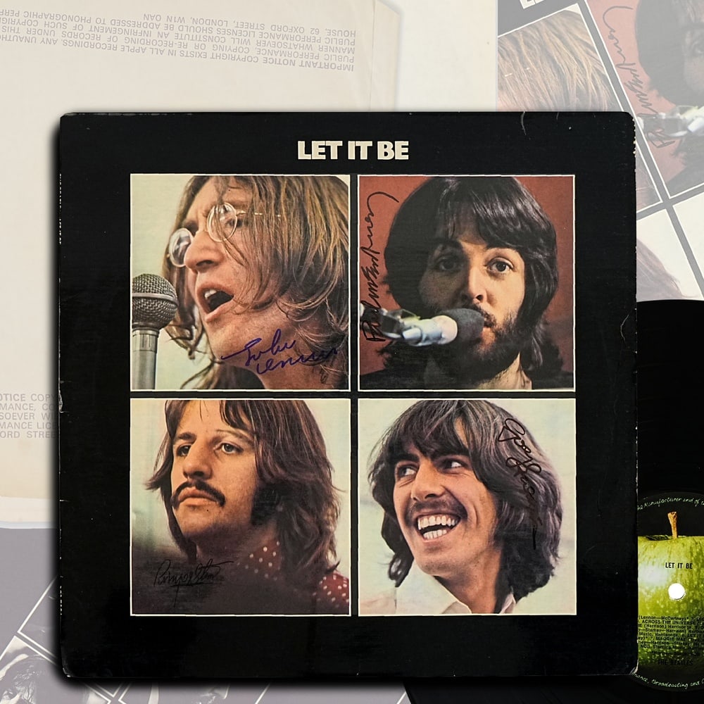 THE BEATLES FULLY SIGNED LET IT BE UK LP: 12 1/4 x 12 1/4 Provenance and Authentication: This collectible has undergone a rigorous forensic evaluation. The signatures were carefully analyzed across multiple criteria, including ink deposition,