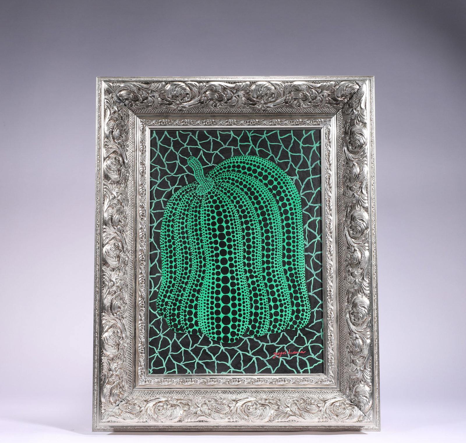 YAYOI KUSAMA ATTRIBUTED TO PUMPKIN: H: 40cmW: 28cm H: 59cmW: 47cm