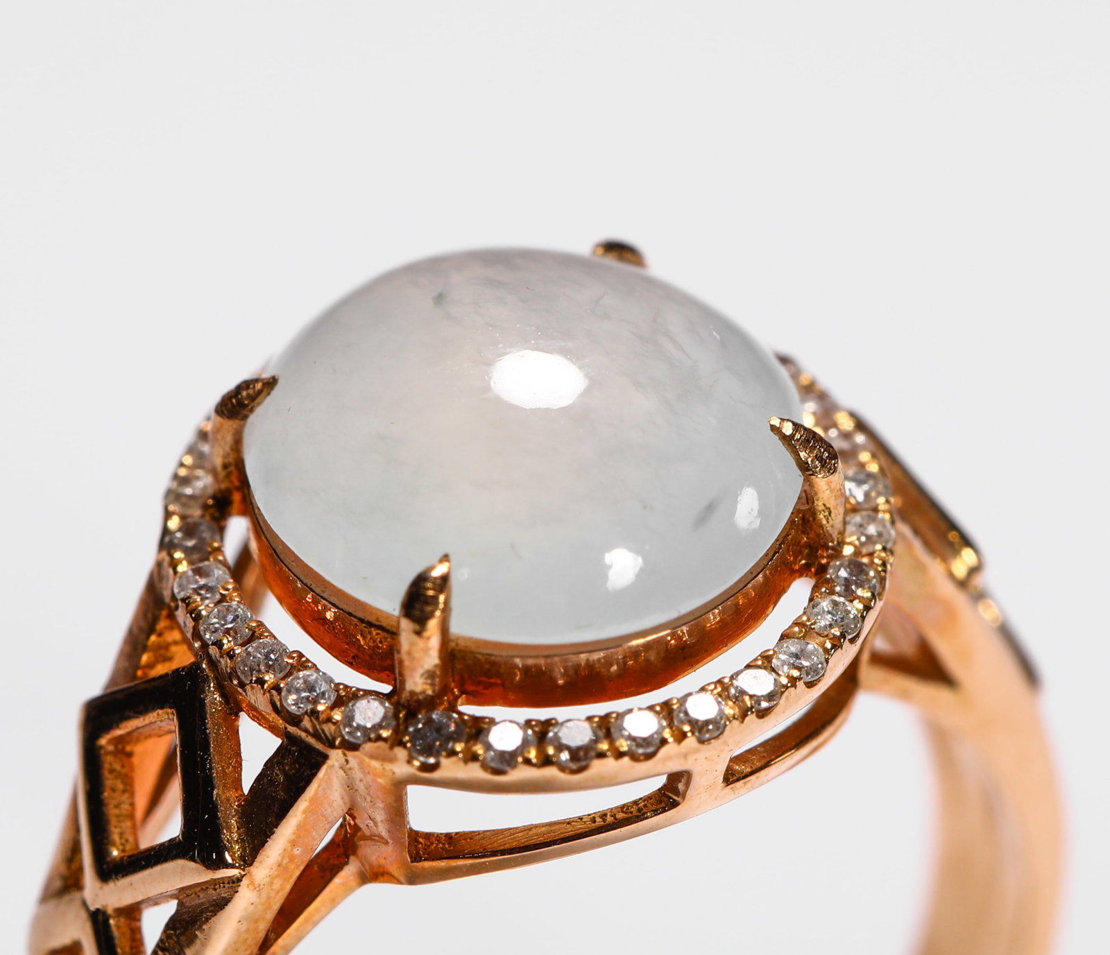 18K GOLD ICE-TYPE JADE RING - 2
