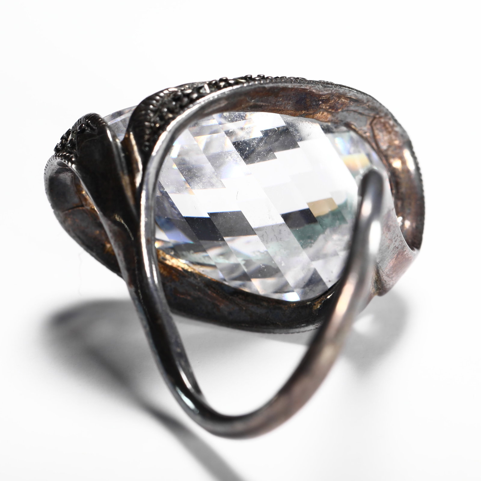 SILVER CRYSTAL RING - 4