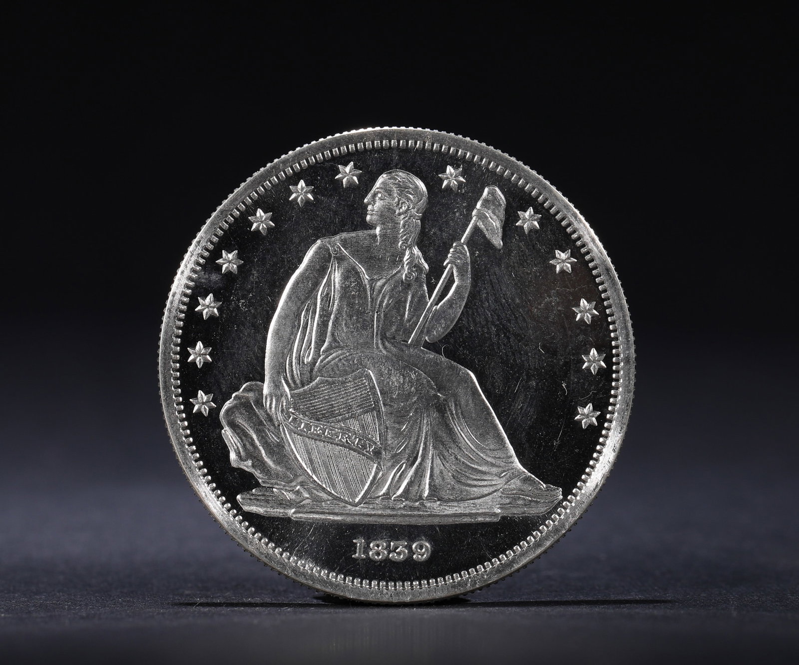 1839 AMERICAN STATUE OF LIBERTY SILVER COIN: D: 3.7cmWeight: 27g