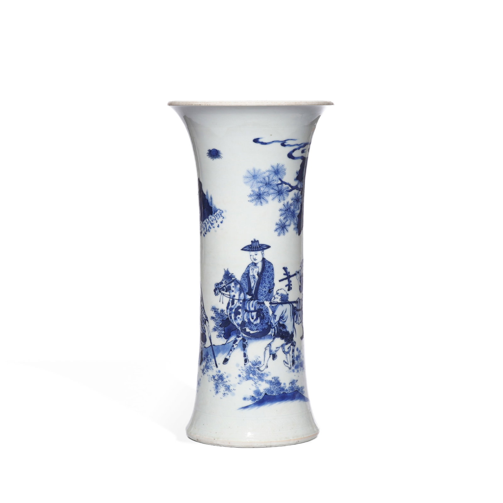MING CHONGZHEN BLUE AND WHITE JOURNEY TO THE WEST STORY FLOWER : H: 34cm D: 17cm