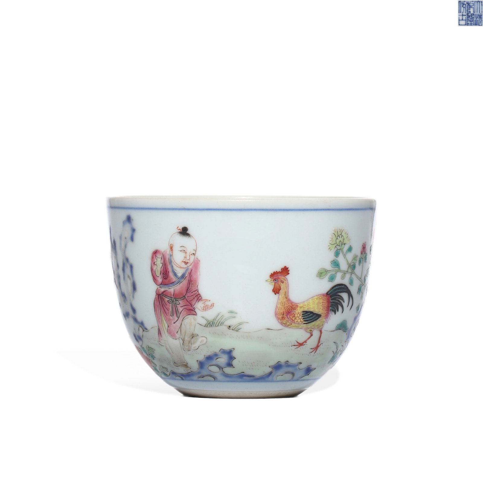 QING QIANLONG PASTEL IMPERIAL POEM CHICKEN JAR CUP (1 of 5)