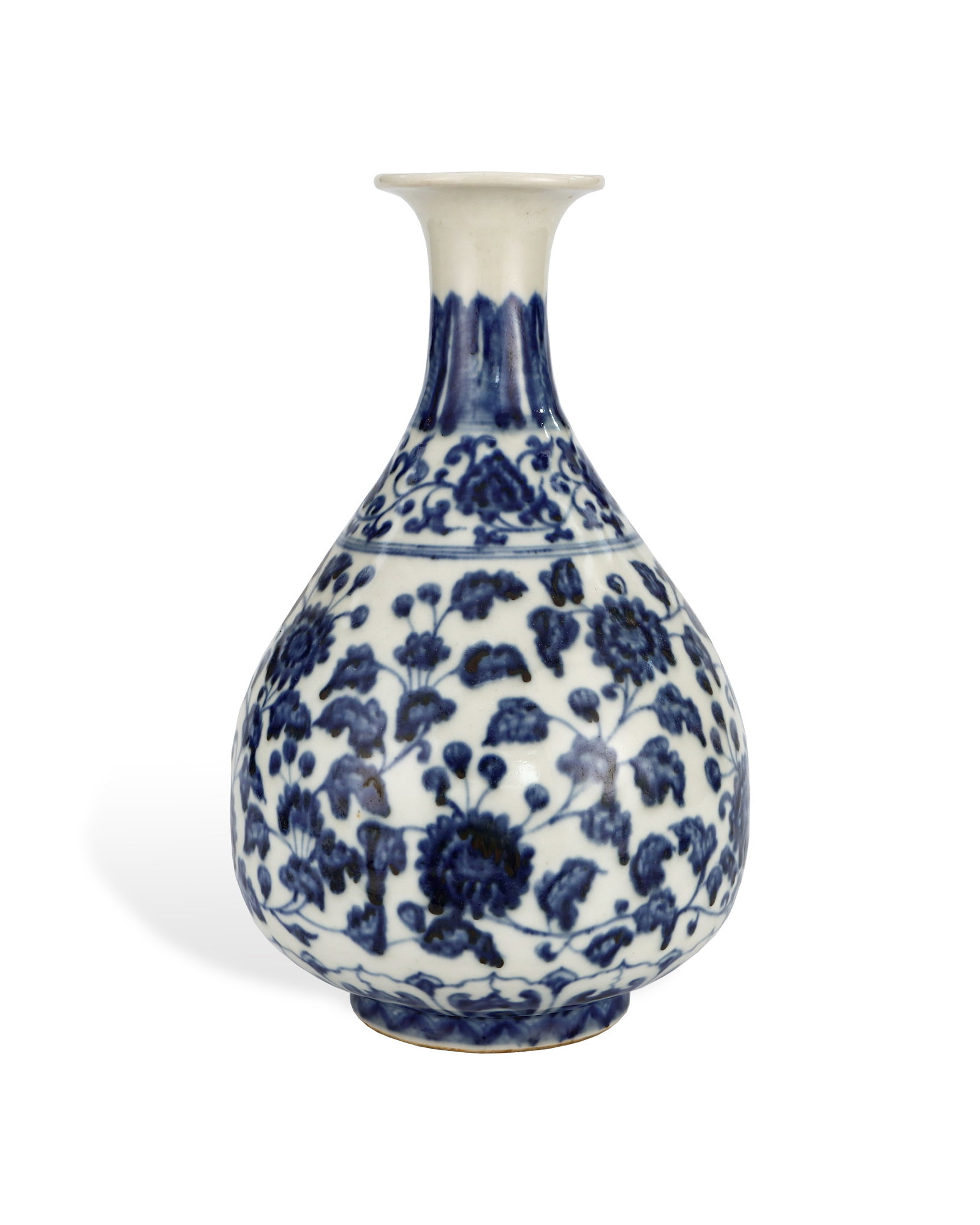 MING YONGLE BLUE AND WHITE COILED FLOWER JADE HUCHUN VASE (1 of 6)
