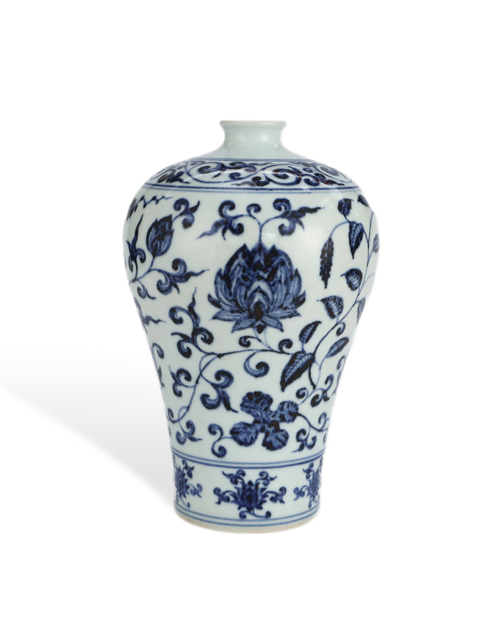 YUAN BLUE AND WHITE PLUM VASE WITH ENTWINED LOTUS PATTERNS (1 of 6)