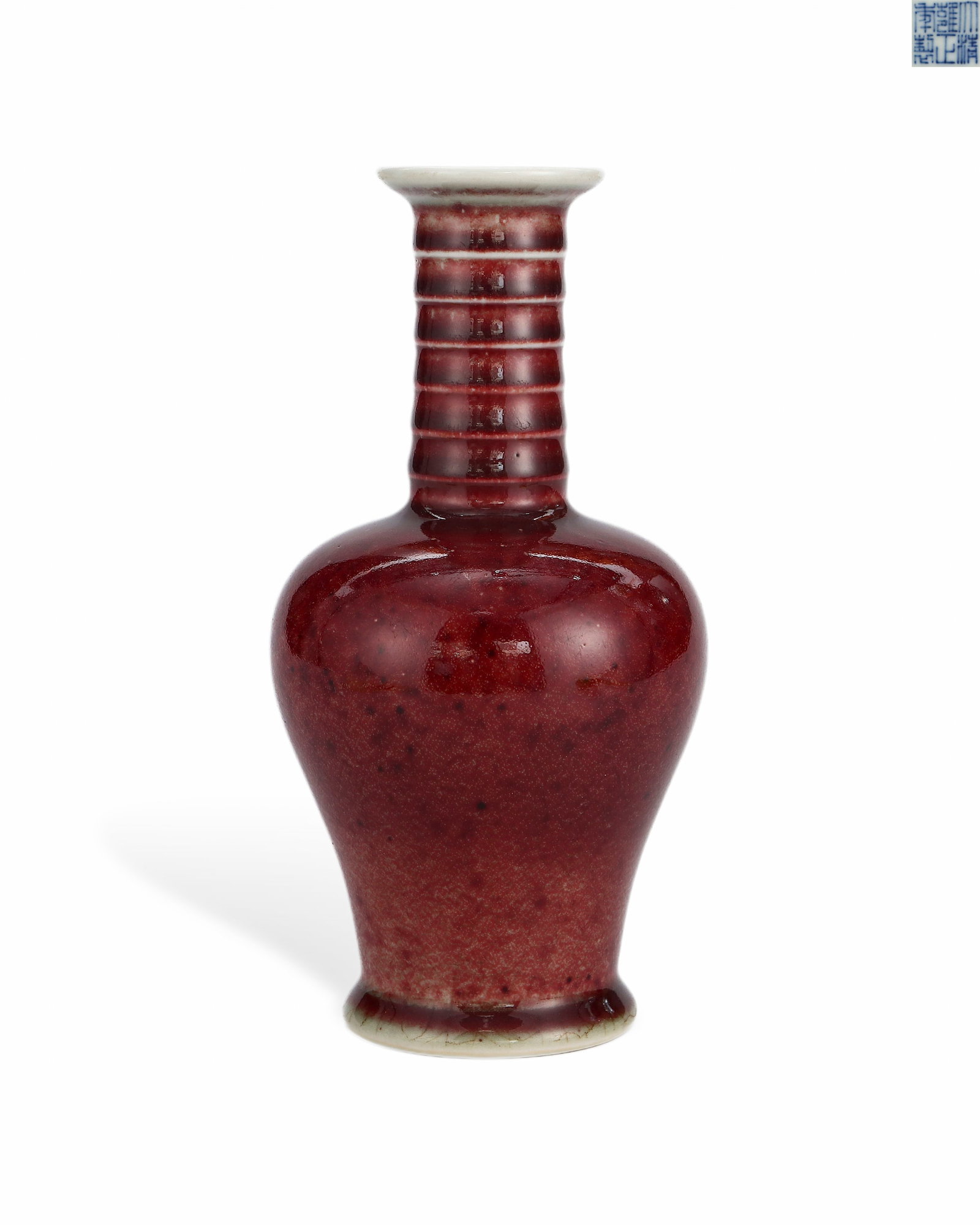 QING YONGZHENG LANG KILN RED GLAZED STRING PATTERN LONG-NECKED VASE (1 of 6)