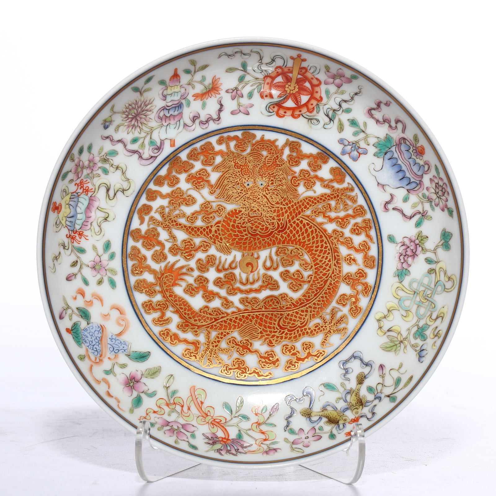 QING GUANGXU PASTEL EIGHT TREASURES CLOUD DRAGON PATTERN PLATE (1 of 4)