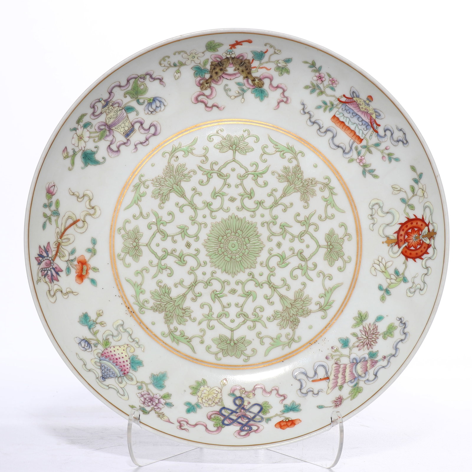 QING TONGZHI PASTEL EIGHT TREASURES PATTERNED PLATE (1 of 4)